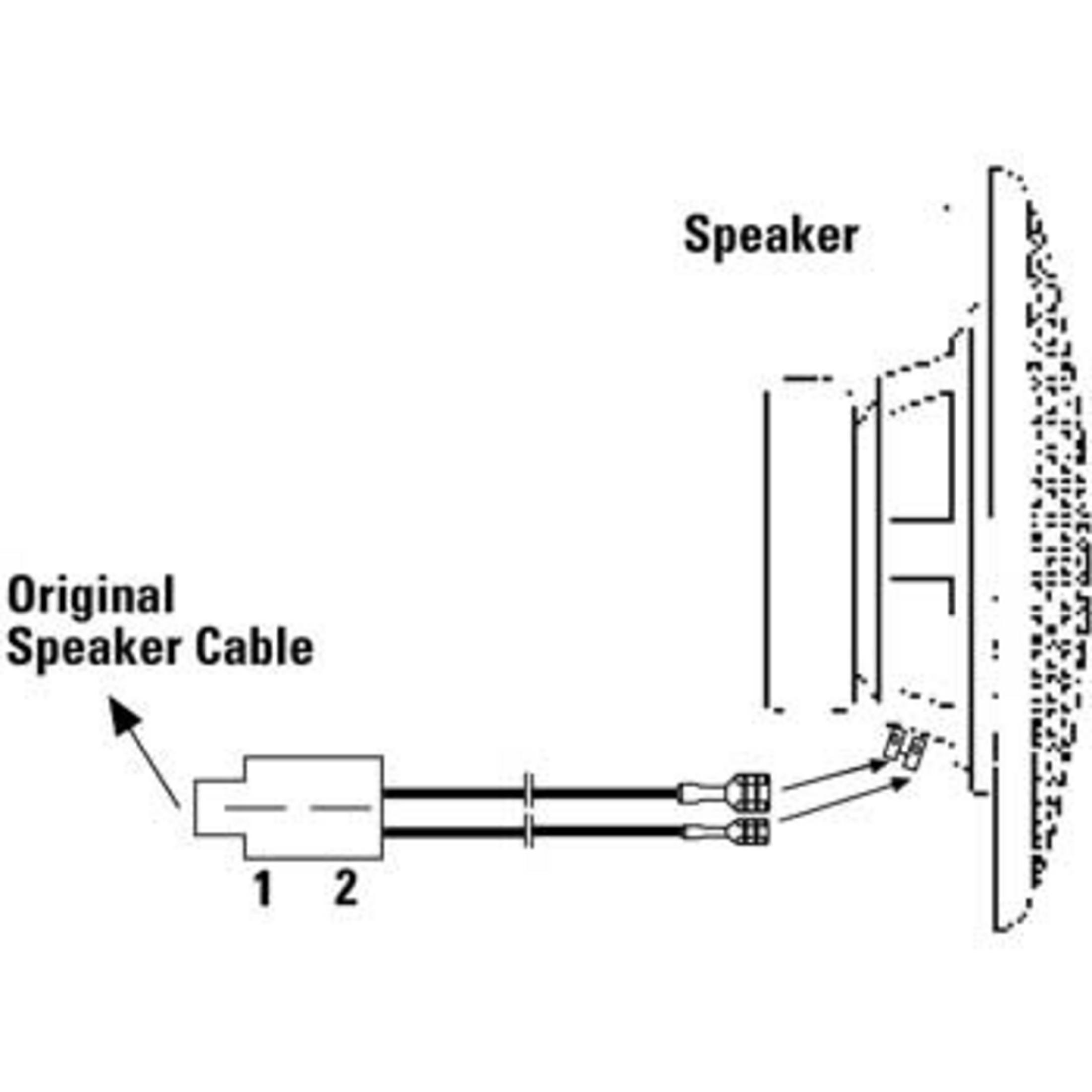 Diagramm des Lautsprecherkabelanschlusses an einen Lautsprecher.