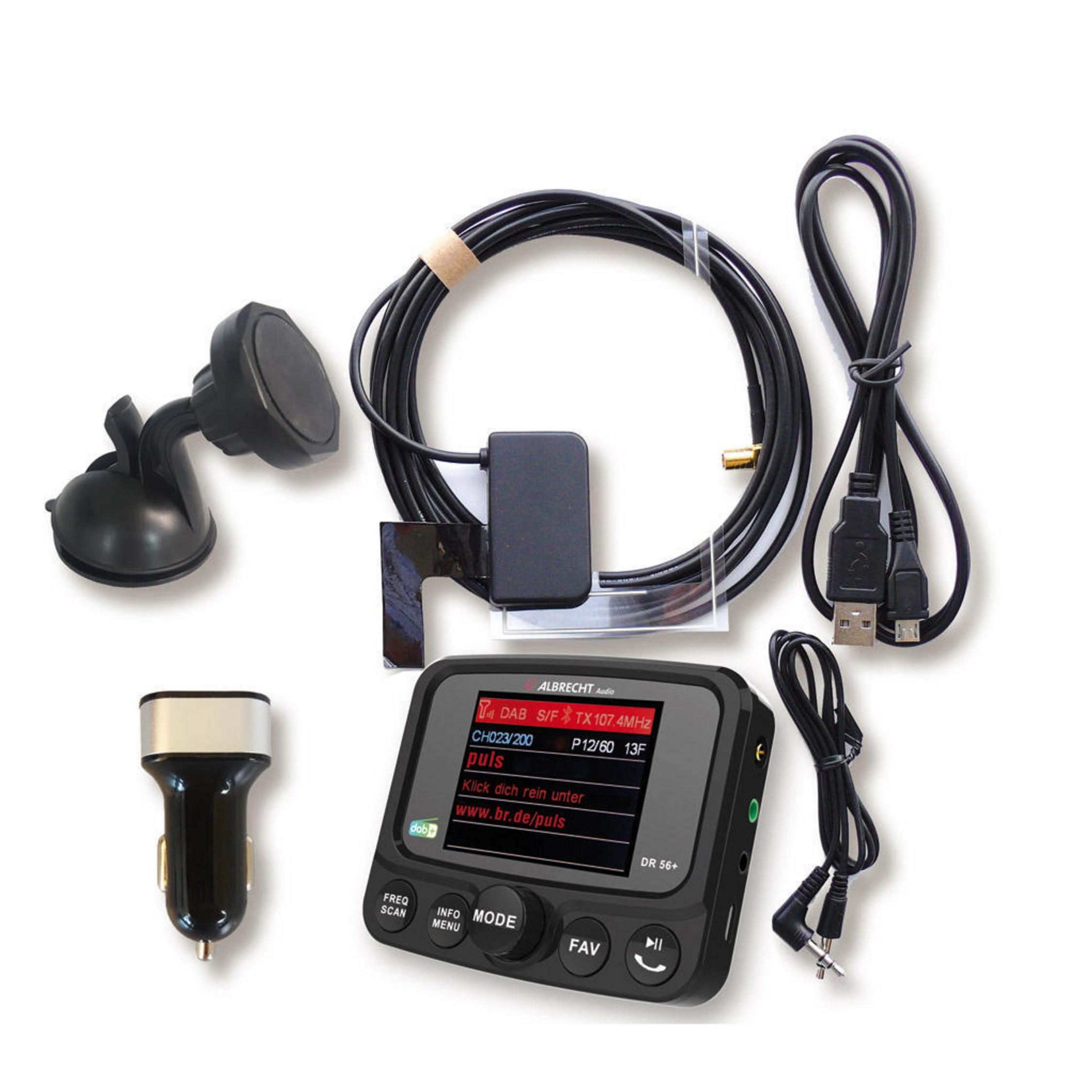 Autoradio-Kit mit mehreren Komponenten, schwarz und silber.