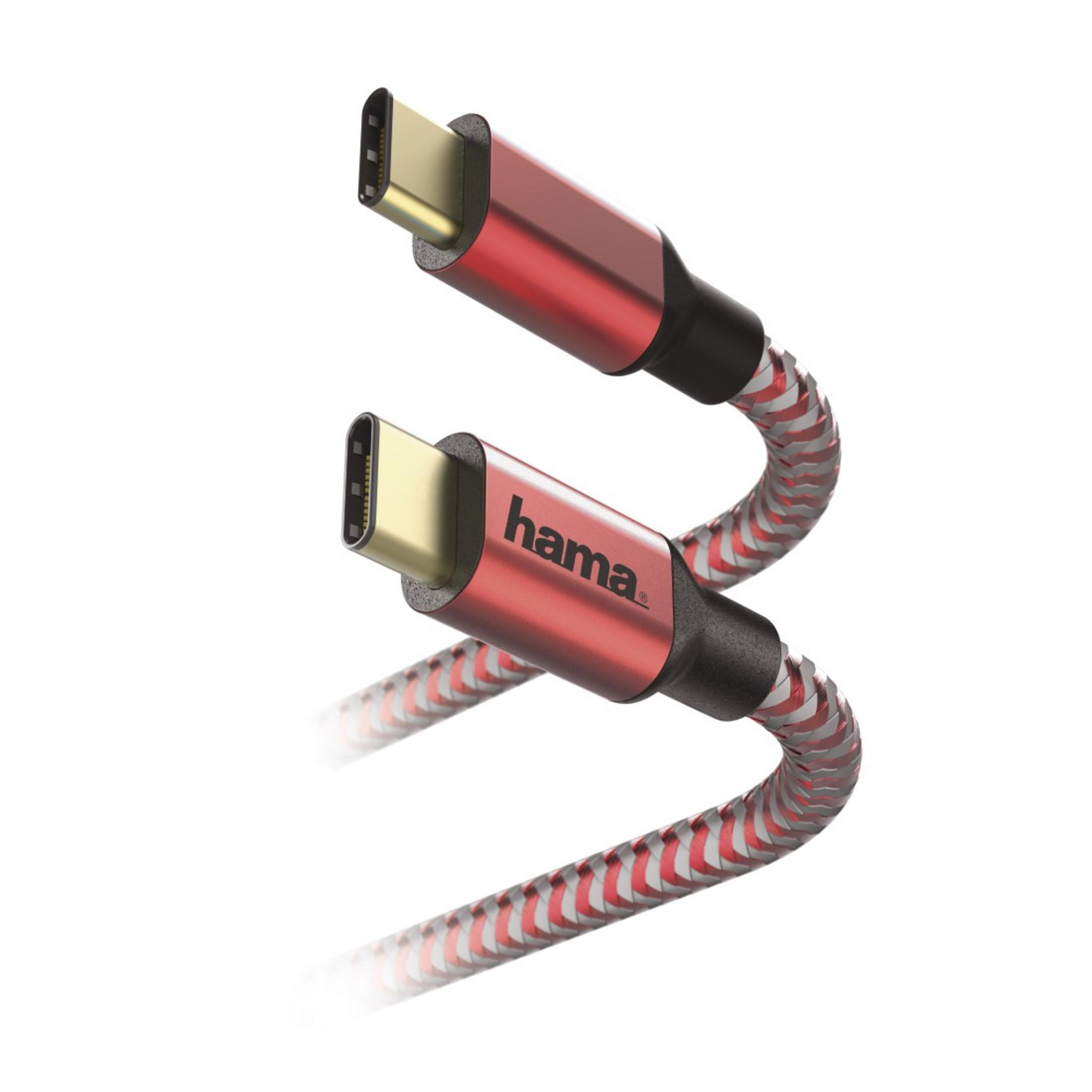 HAMA LAD-DAT-KAB,REF,USB m, C,, C-USB 183289 Ladekabel, Rot 1,5
