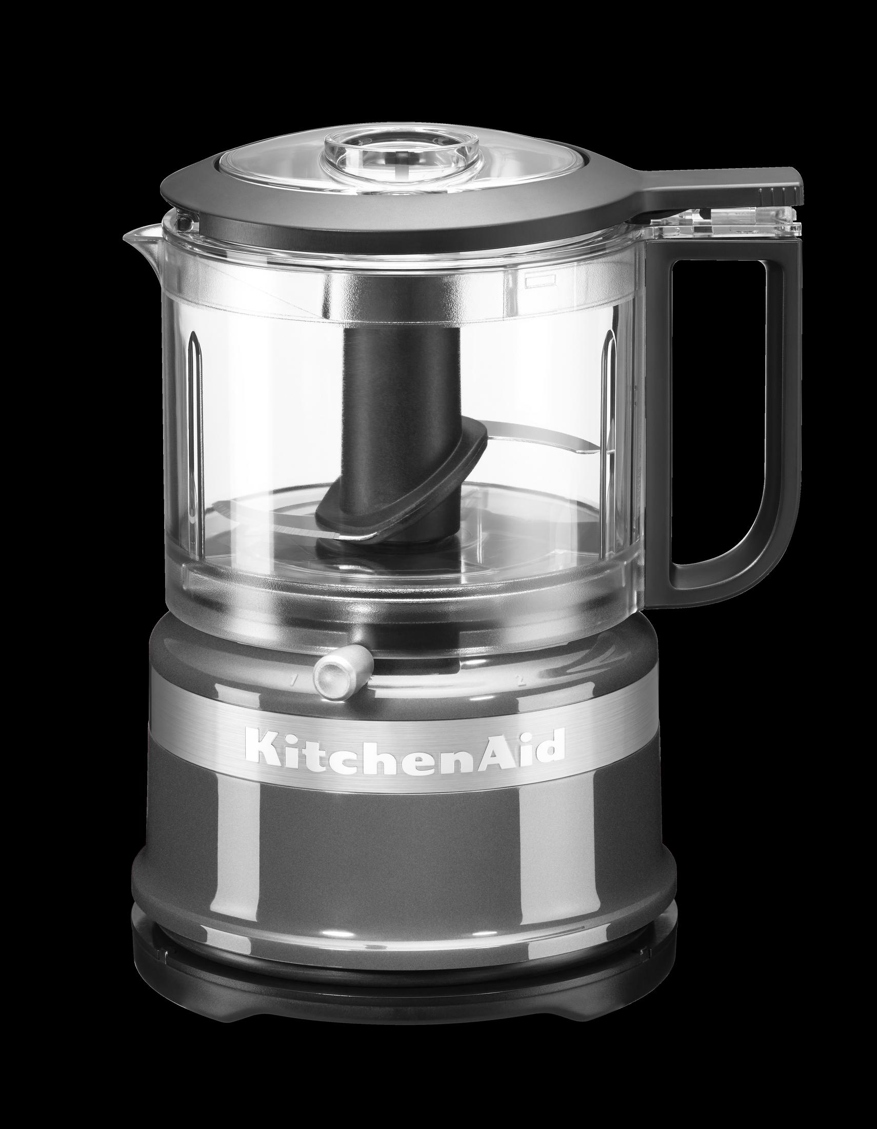 KitchenAid Mini-Küchenmaschine auf schwarzem Untergrund.