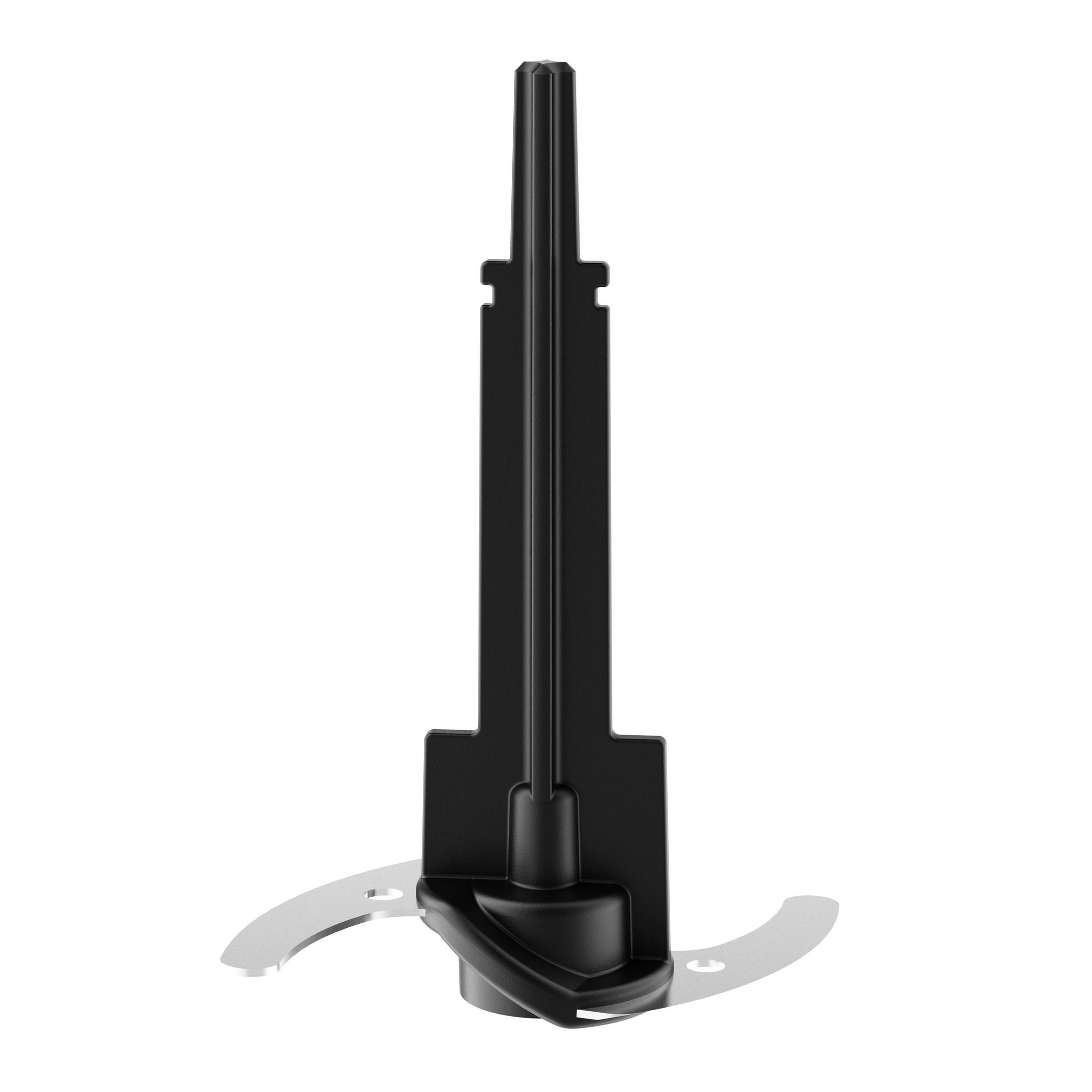Lama nera per robot da cucina con due lame ricurve e un gambo centrale.