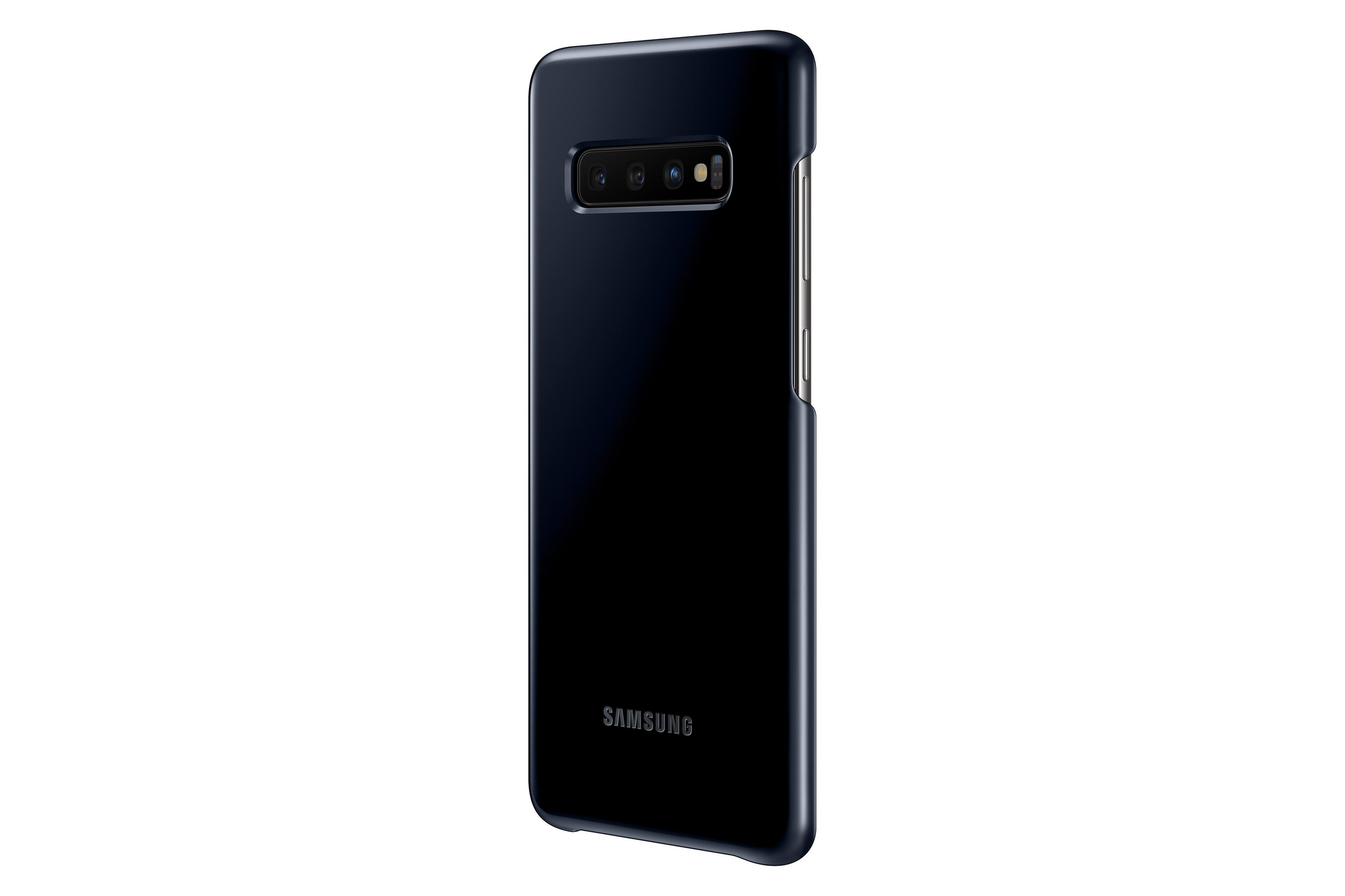 Schwarze Samsung-Handyhülle. Rückseite der Handyhülle sichtbar. Kameraausschnitt vorhanden.