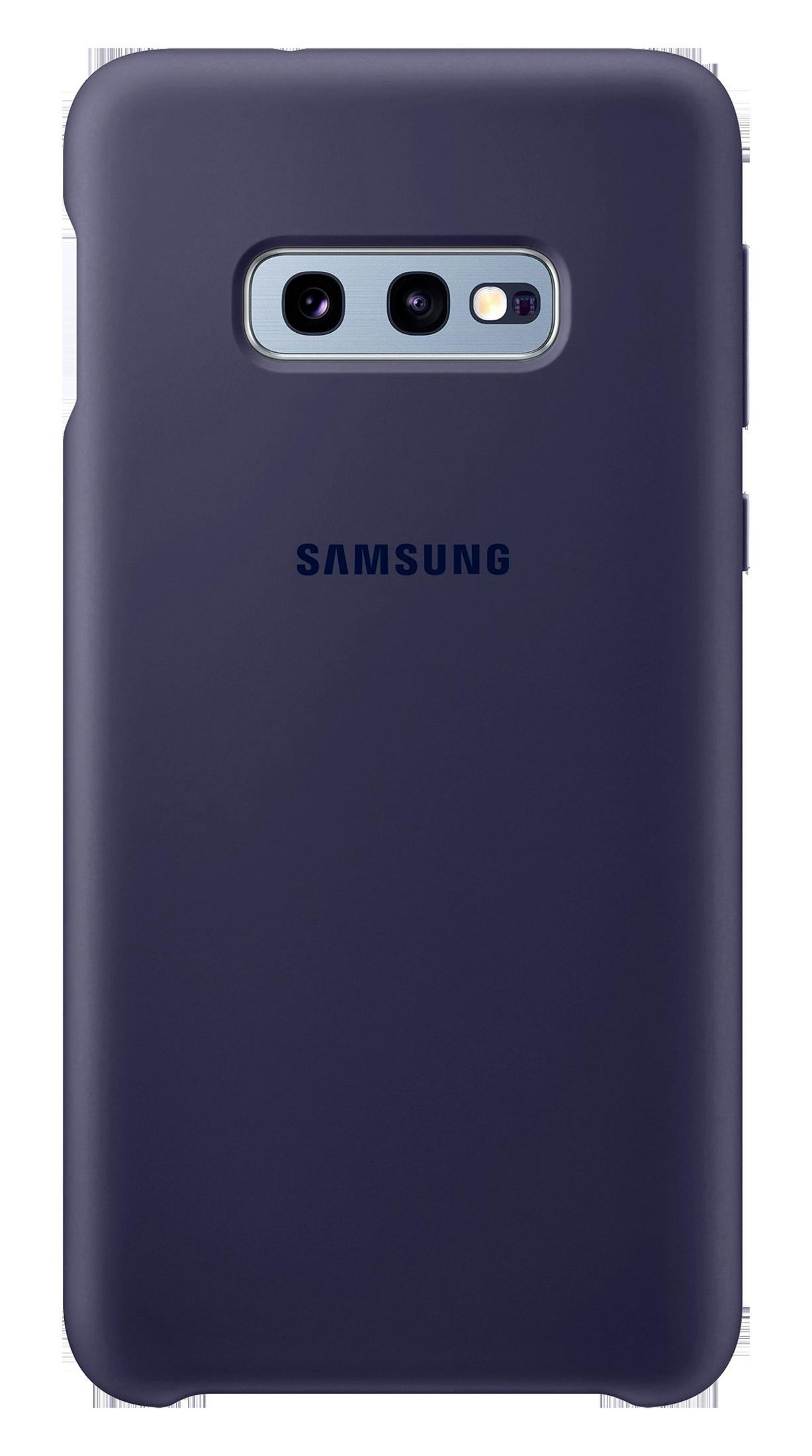 Dunkelblaue Handyhülle auf einem blauen Samsung Telefon.