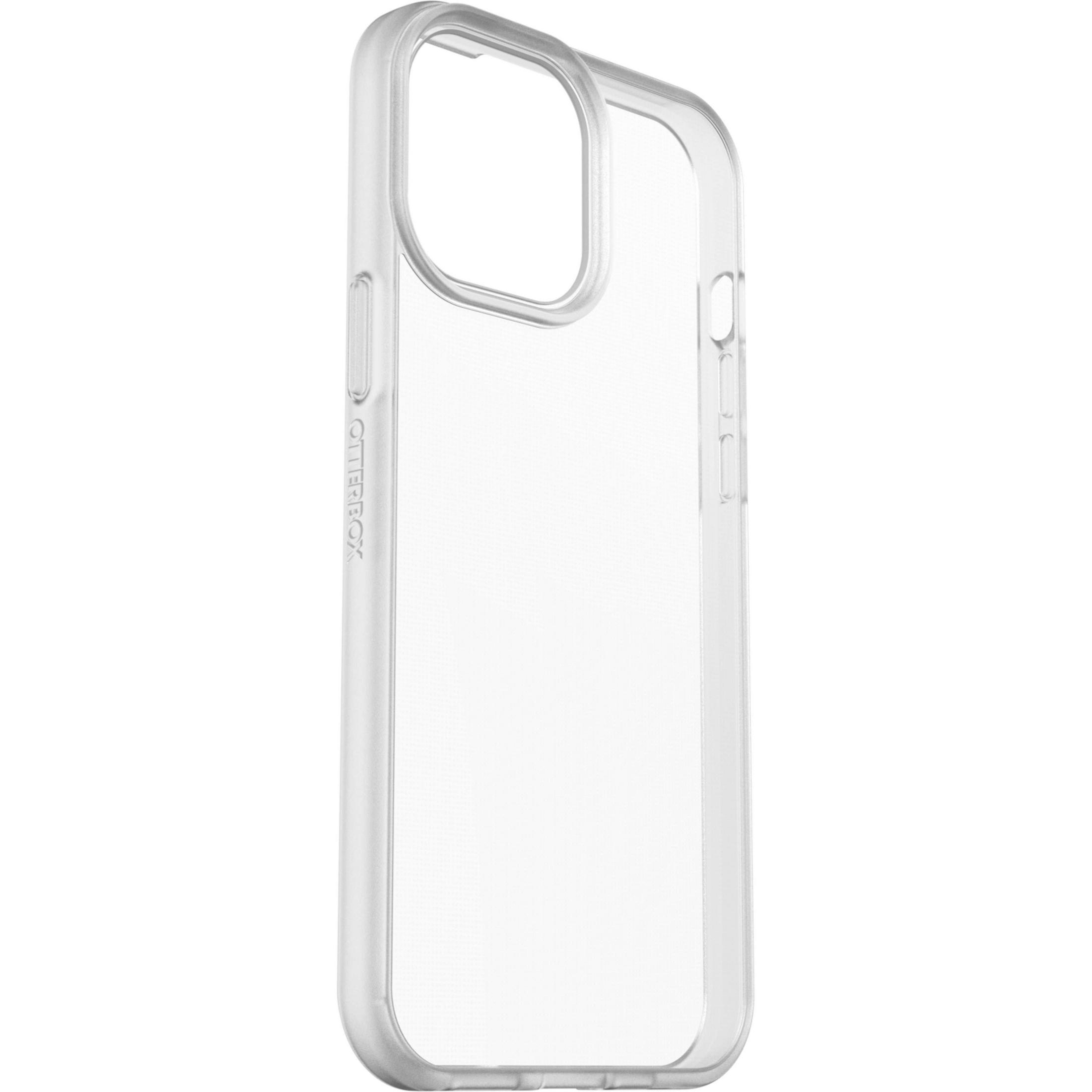 Custodia trasparente per telefono. È realizzata in plastica trasparente e ha un foro per la fotocamera.