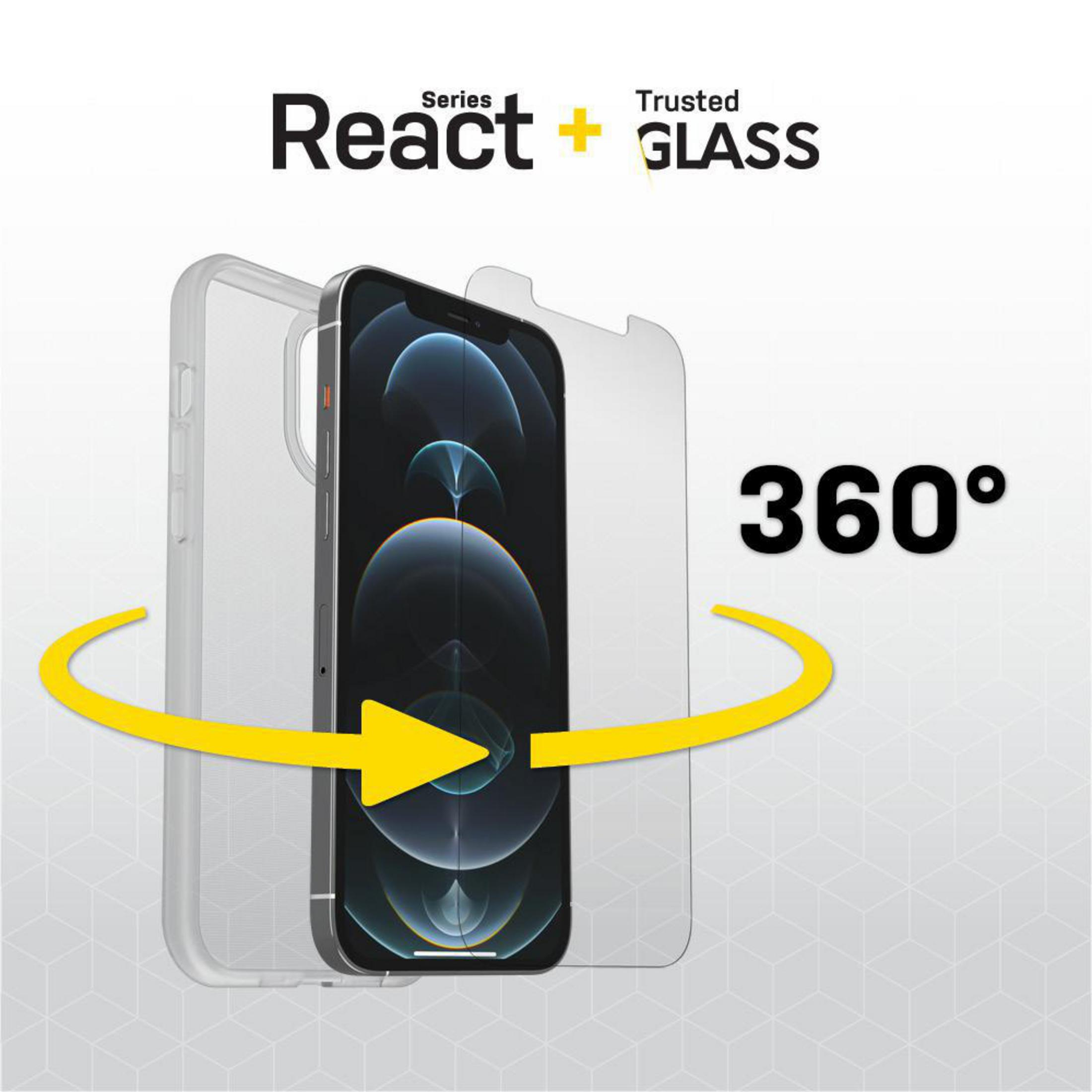 Telefon in klarer Hülle mit 360°-Pfeil. Serie React + Glass.