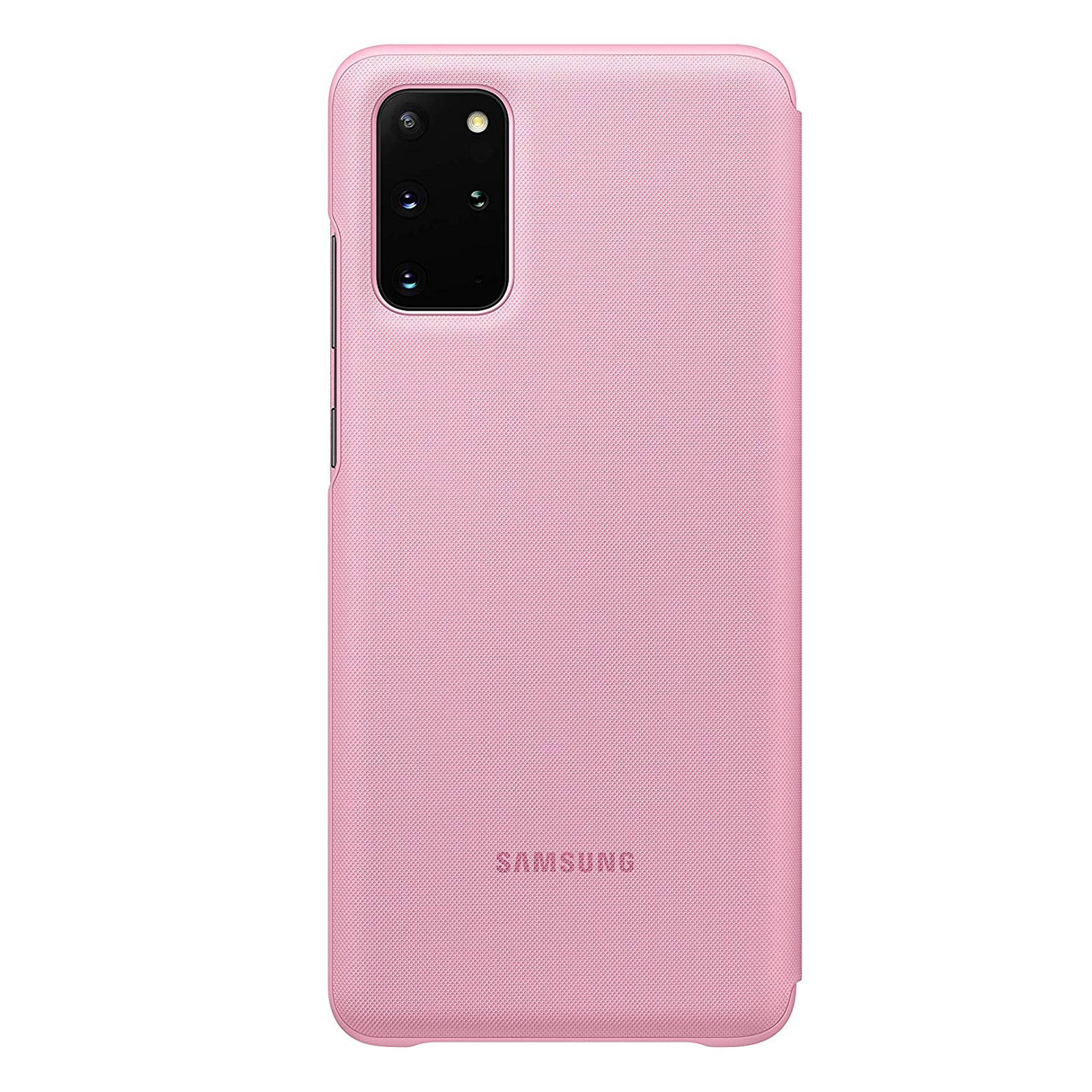 Rosa Handyhülle mit Samsung-Logo auf weißem Hintergrund.