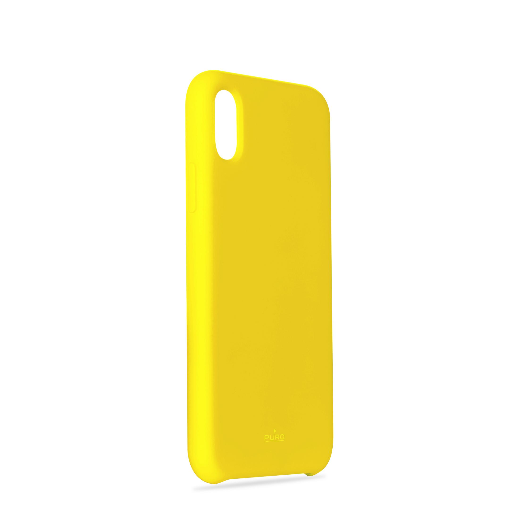 PURO IPCXICONYEL COVER SILICON FOR Gelb Backcover, Apple, YELLOW, iPhone X 5,8\