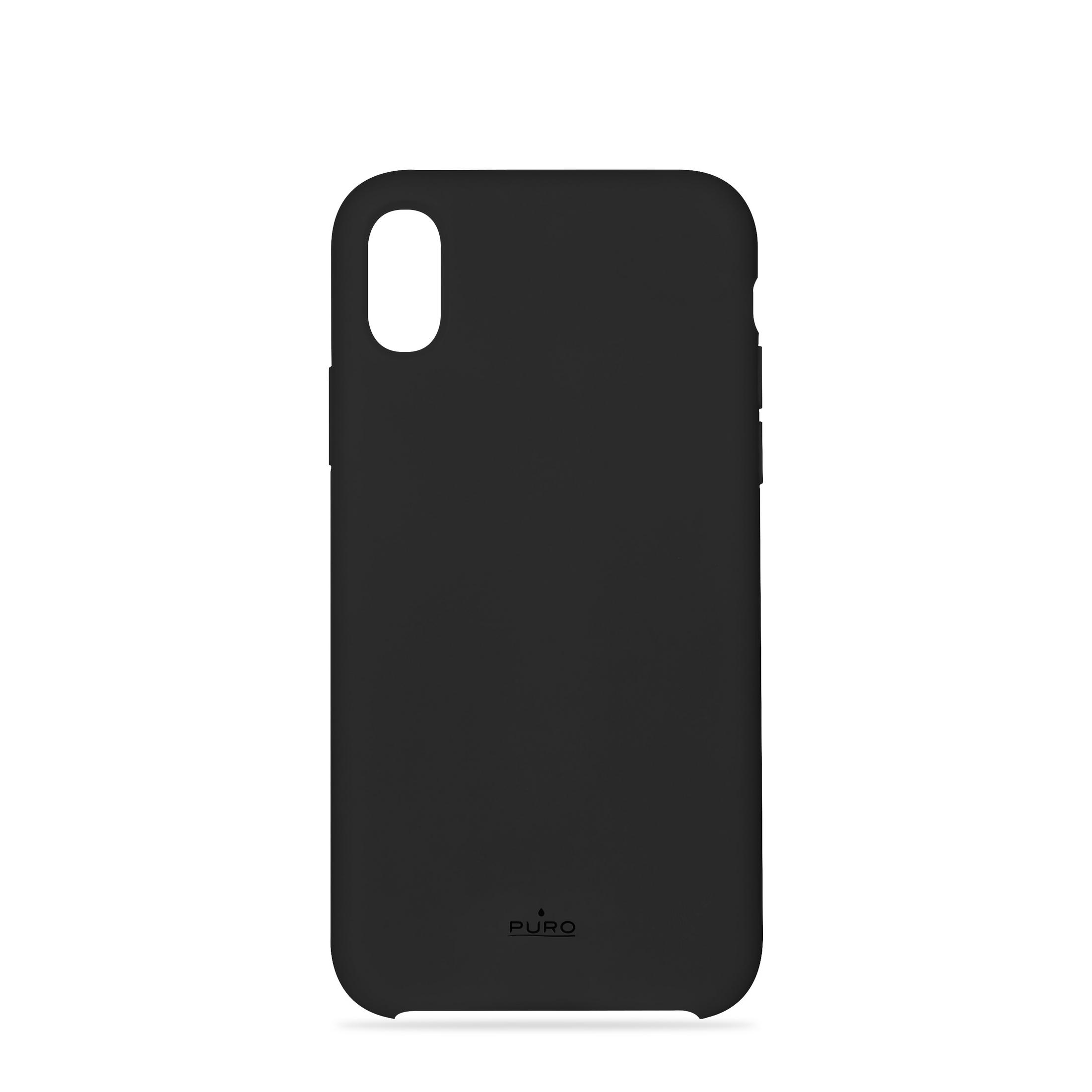 PURO IPCXICONBLK COVER BLACK, iPhone X, Schwarz IPHONE Backcover, SILICON FOR X Apple, 5,8