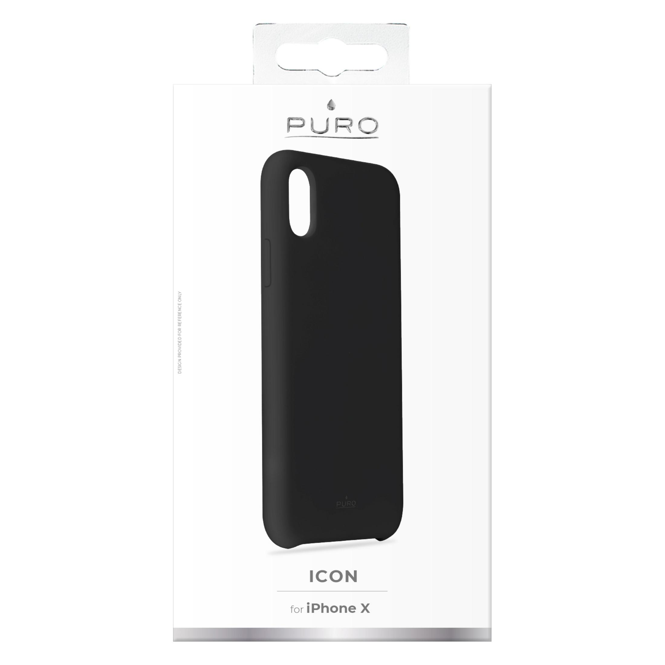 PURO IPCXICONBLK COVER BLACK, iPhone X, Schwarz IPHONE Backcover, SILICON FOR X Apple, 5,8