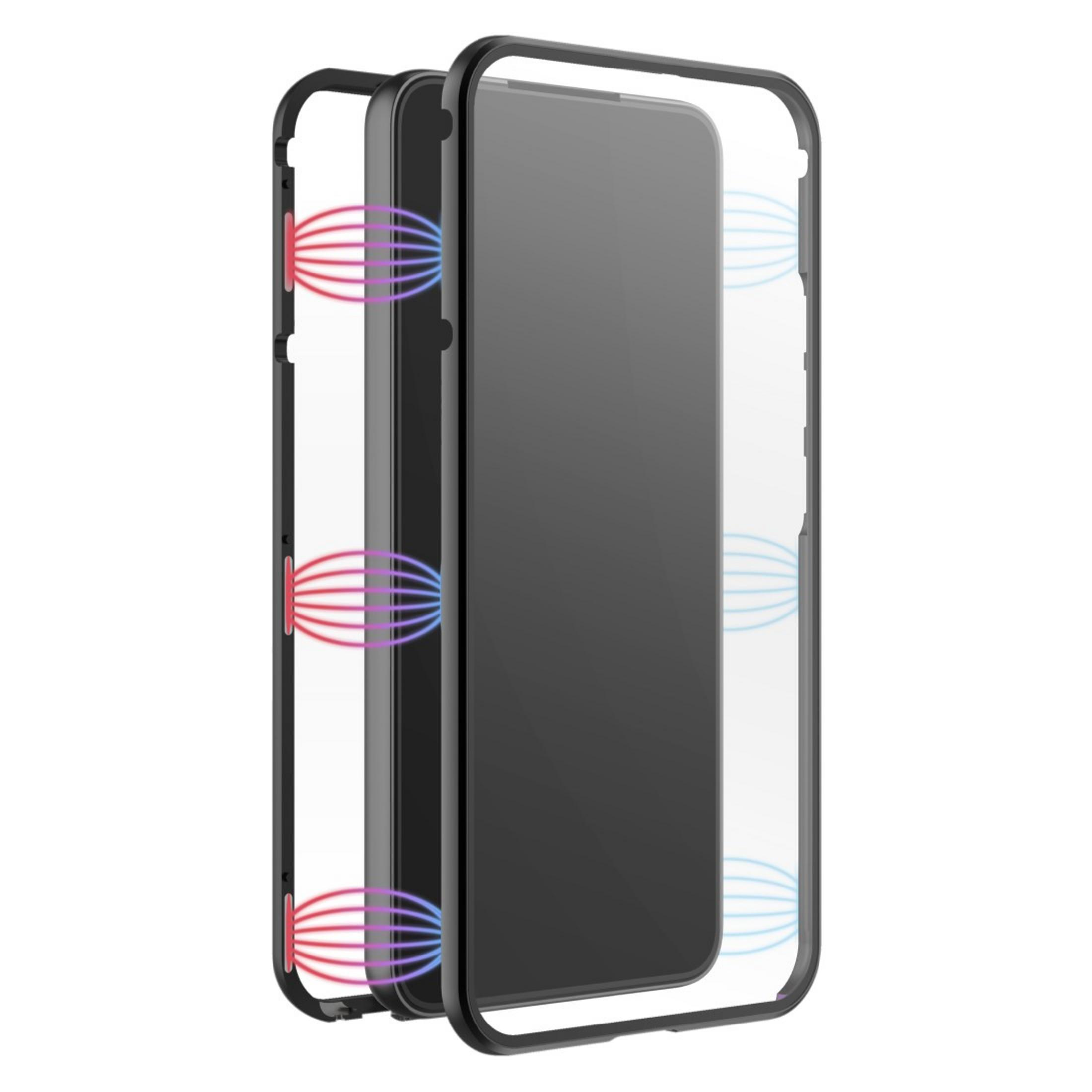 Parti della custodia del telefono, trasparente e nera, design interno.
