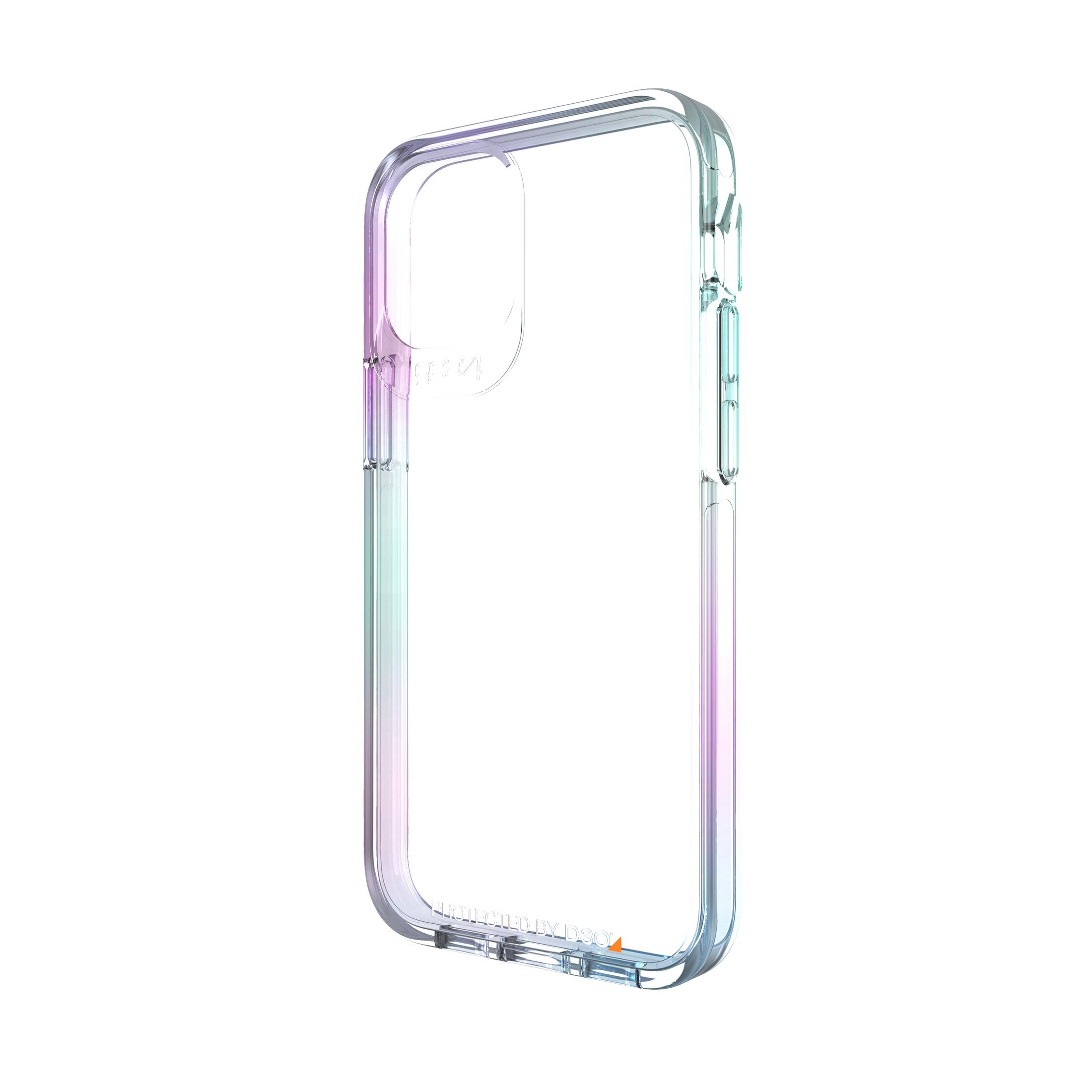 Eine transparente iPhone-Hülle mit farbenfrohem Farbverlauf.