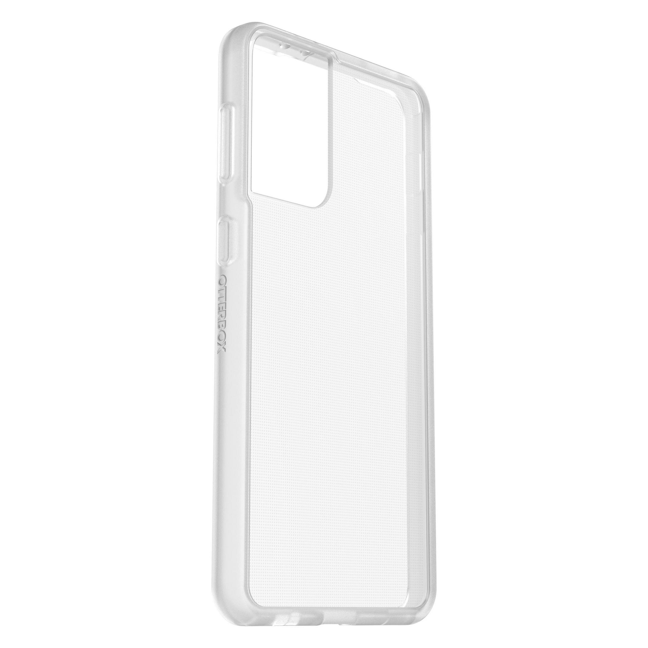 Funda transparente para teléfono con teléfono dentro. La funda es transparente.