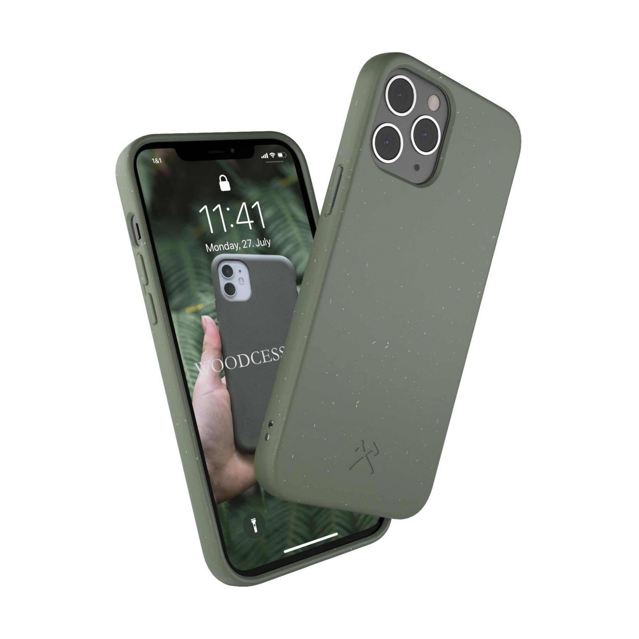 WOODCESSORIES ECO460 BIO CASE iPhone GREEN, 12 12, AM Grün Backcover, IP 12 Pro, Apple, iPhone 12 PRO