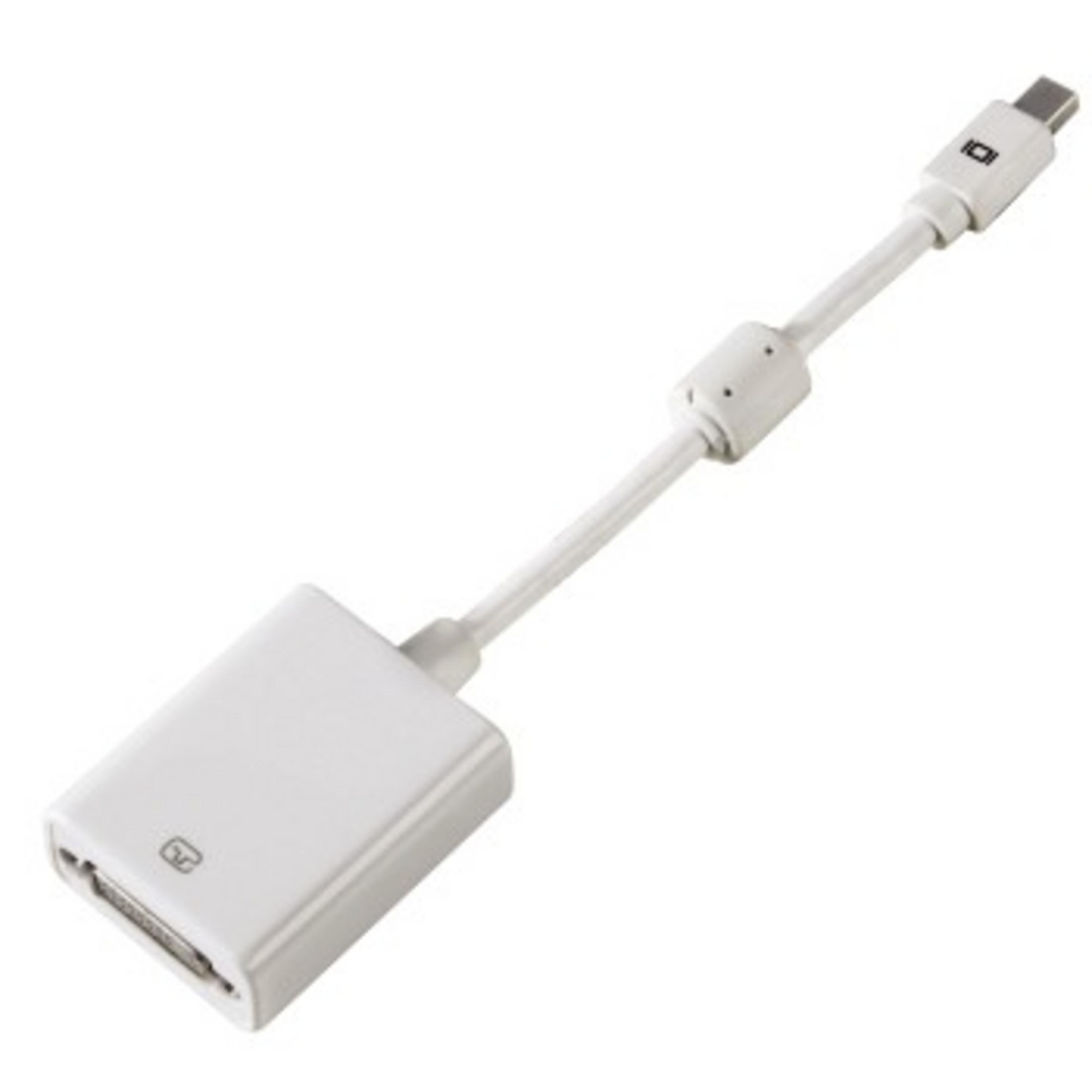 Weißer Adapter mit Kabel, auf weißem Hintergrund.
