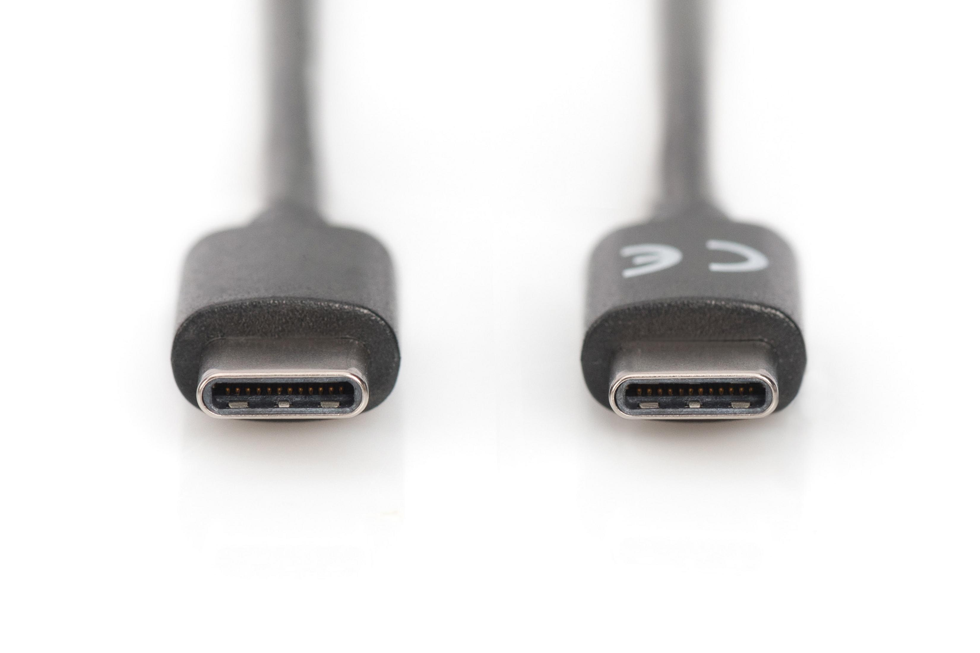 Due cavi USB-C neri, affiancati, che mostrano i connettori. Sfondo bianco.