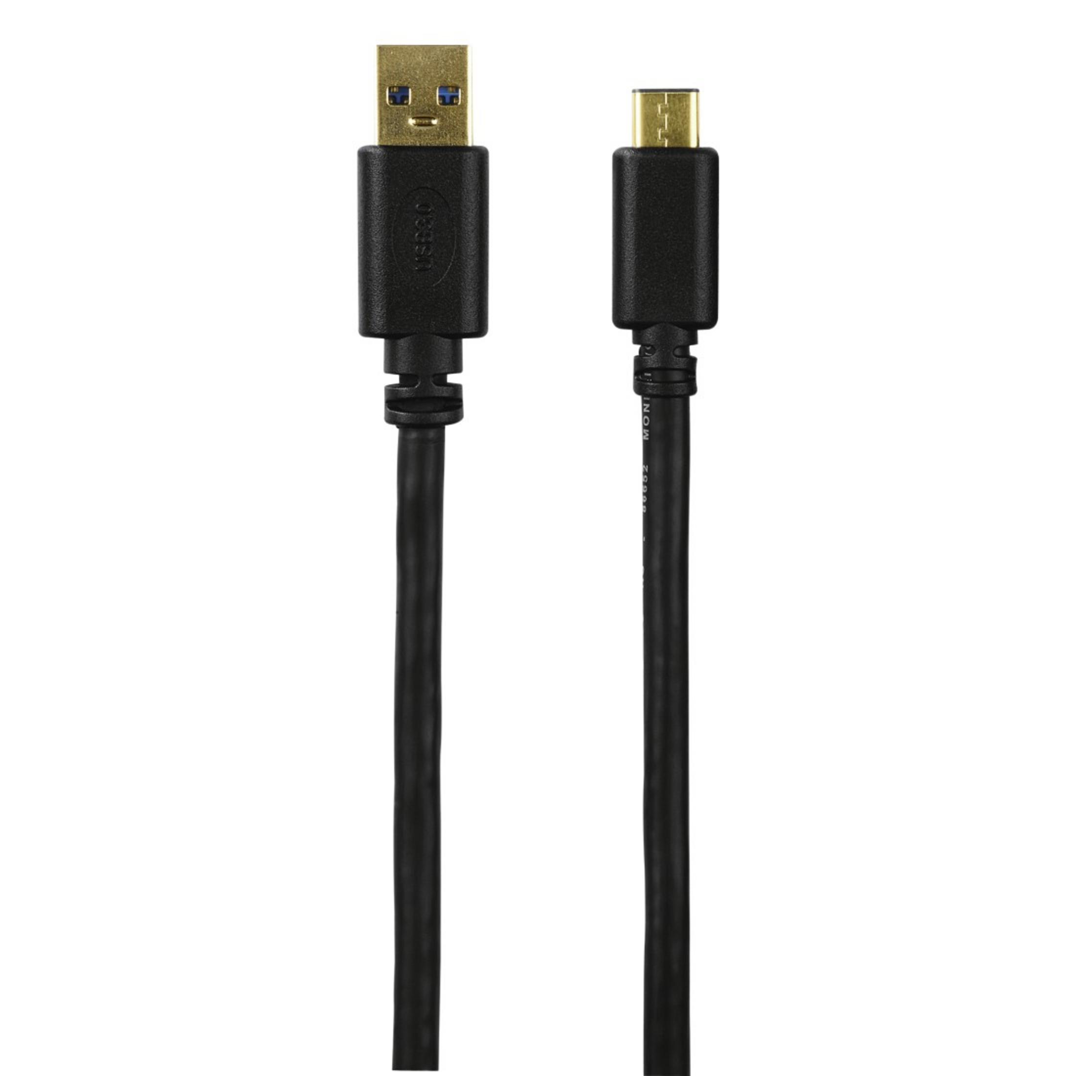 Two black USB cables, side-by-side, with different ends. One is USB, the other is micro USB.