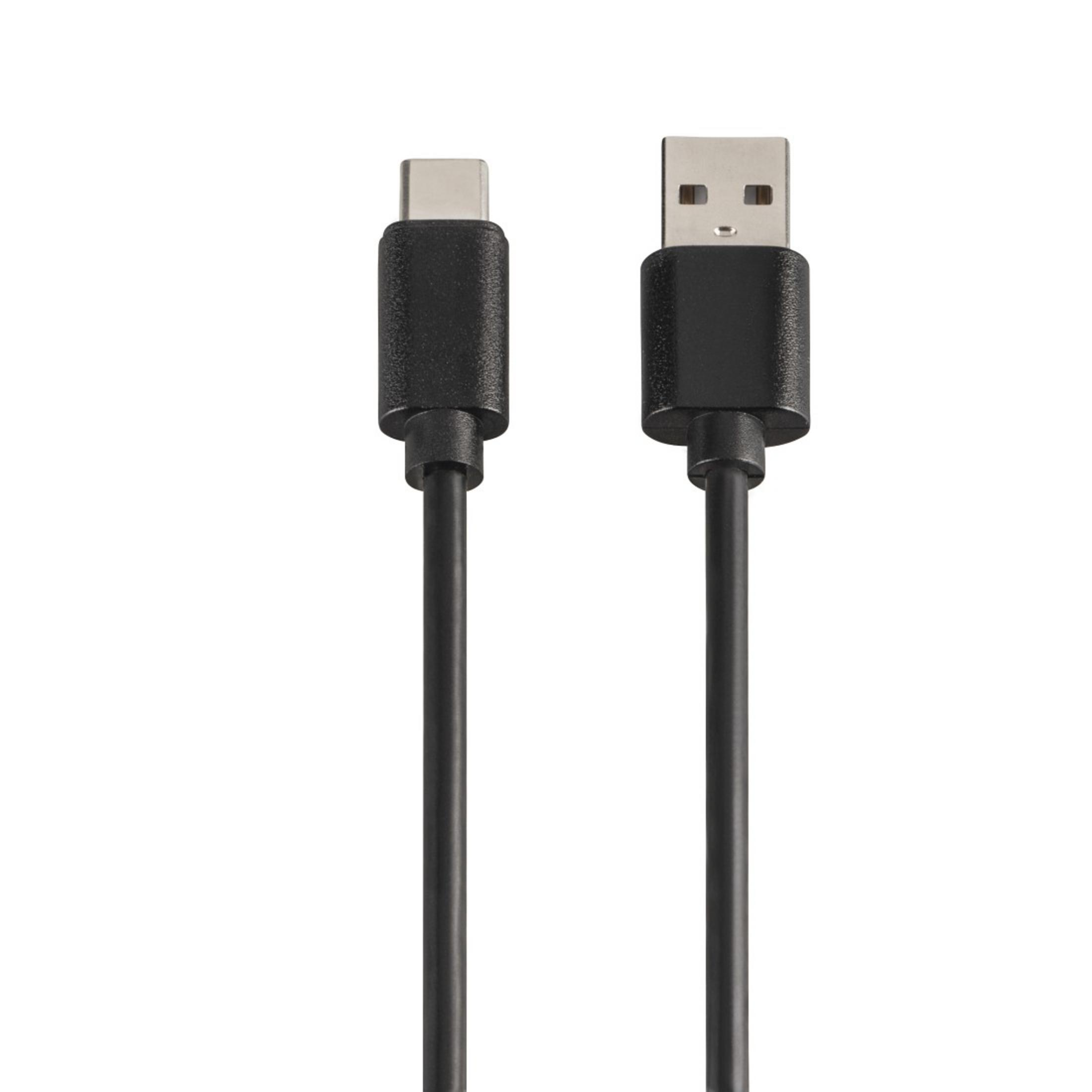 Dwa czarne kable USB, jeden ze złączem USB-C, a drugi ze standardowym złączem USB.