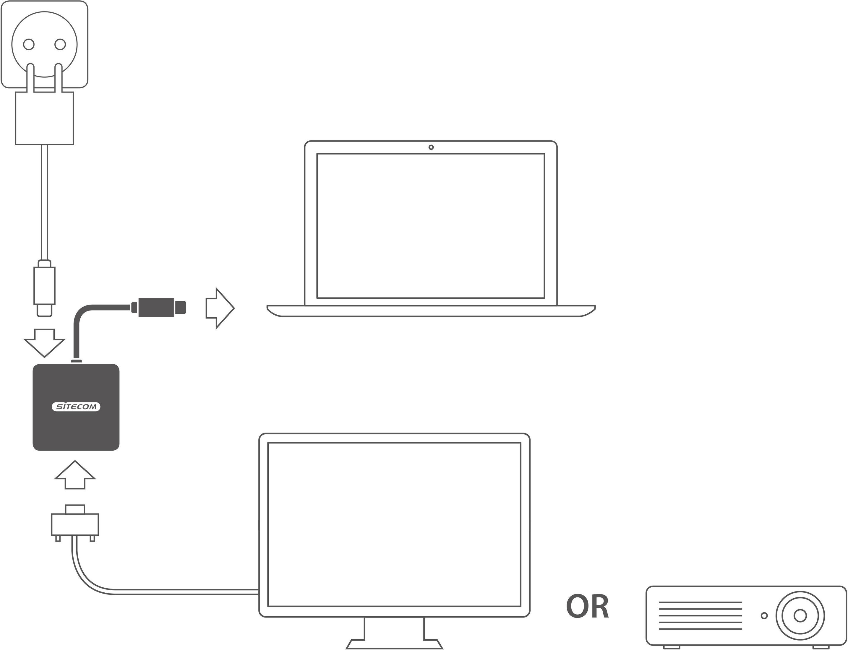 Silber USB TO USB-C HDMI zu SITECOM USB Adapter, Adapter, CN-375 HDMI 3.1 ADA.POWSUP