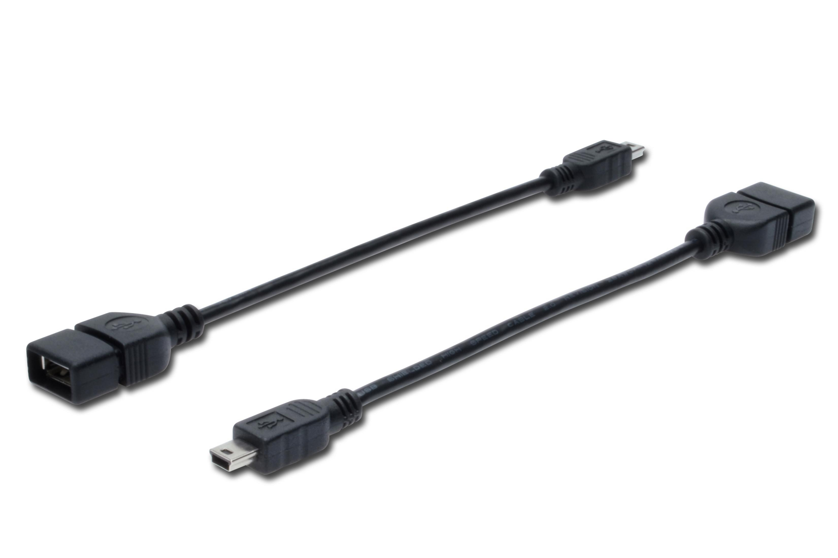 Due cavi adattatori USB neri. Uno con porta USB, l'altro con micro USB.