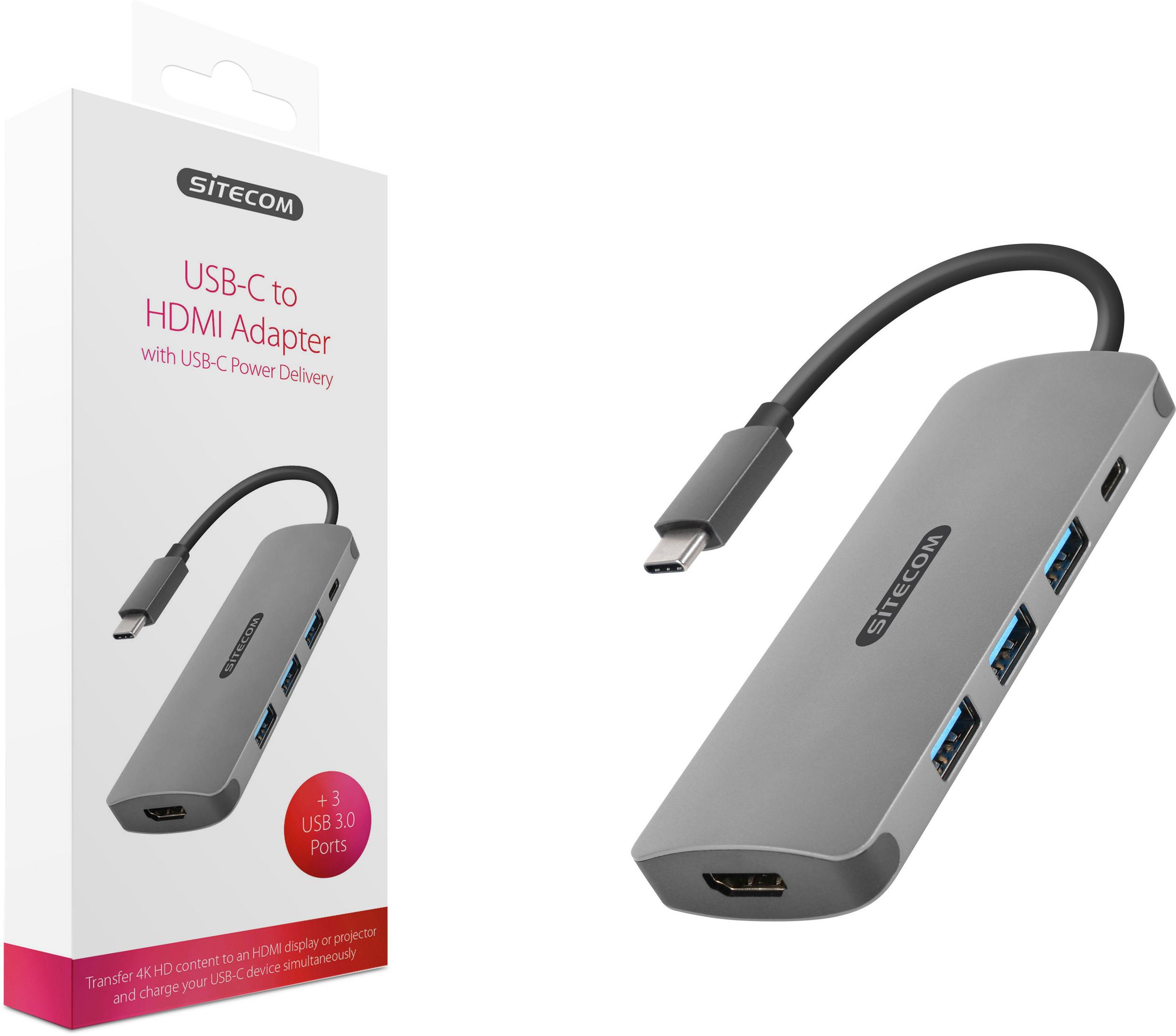 3XUSB3.0PD CN-380 HDMI 3.1 Adapter, TO USB-C SITECOM Silber USB