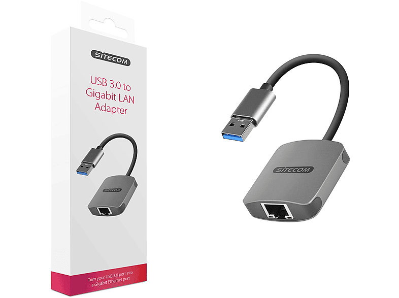 SITECOM CN-341 ADAPTER Silber Port, TO USB Adapter, LAN 3.0 Ethernet USB-A