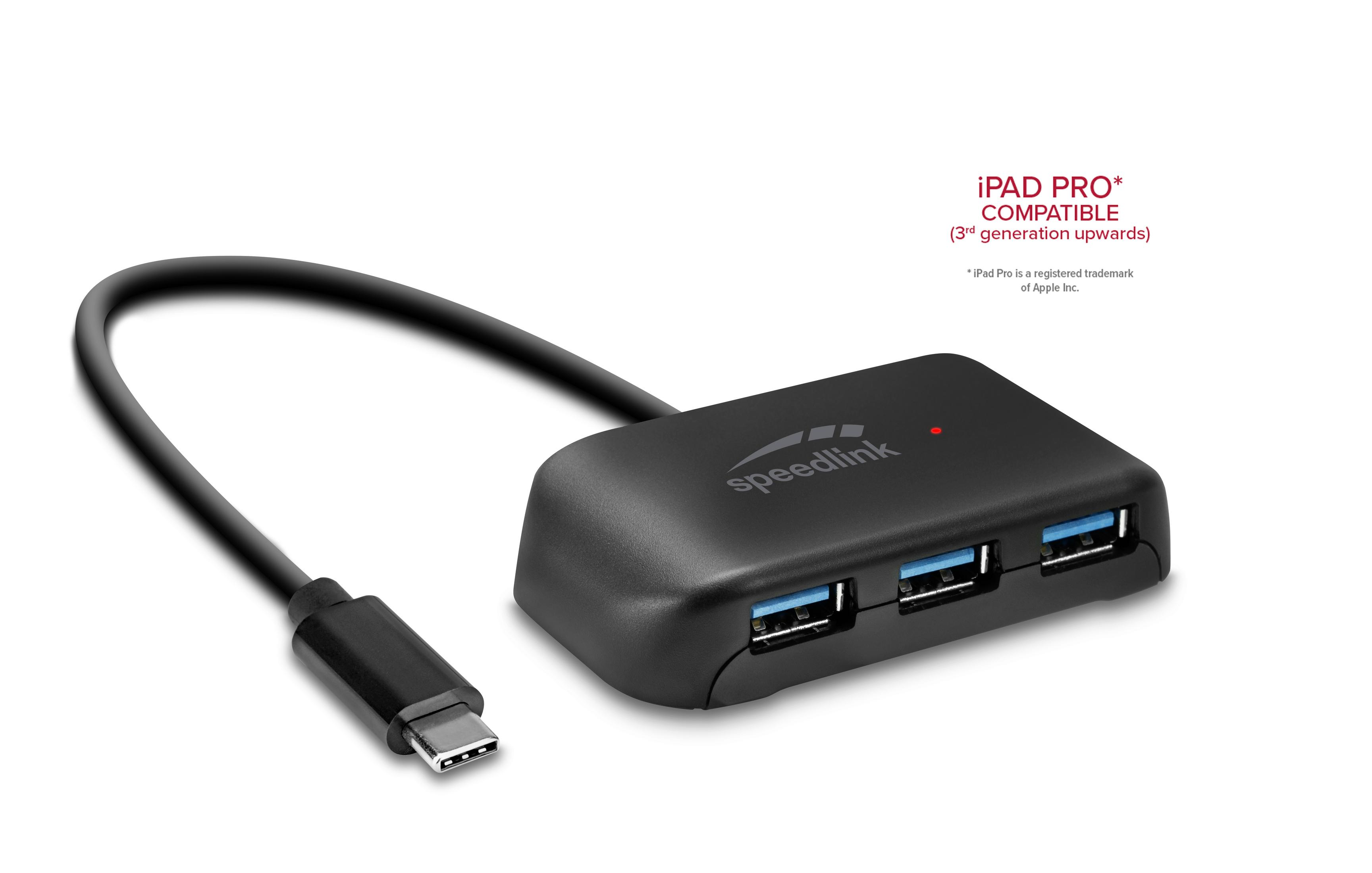 SPEEDLINK SL-140202-BK SNAPPY EVO USB USB Schwarz HUB TO TYPE-C 4-PORT Hub