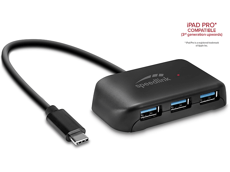 TYPE-C SNAPPY Hub, SPEEDLINK Schwarz USB HUB USB TO EVO SL-140202-BK 4-PORT
