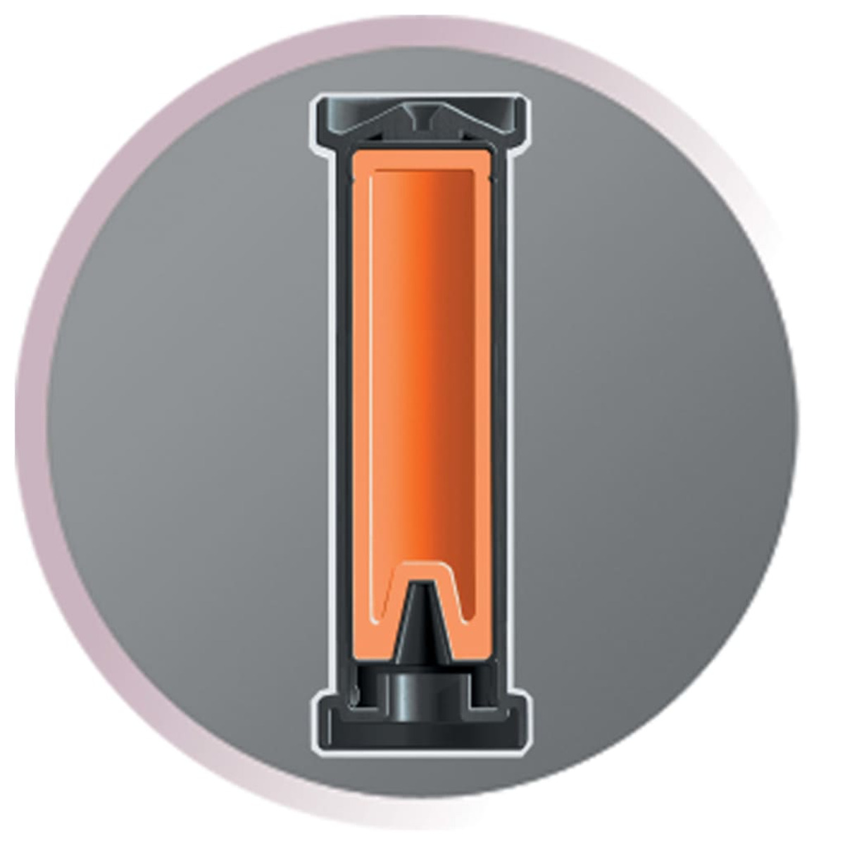 Zbliżenie elementu grzejnego wewnątrz urządzenia, zamkniętego w czerni.