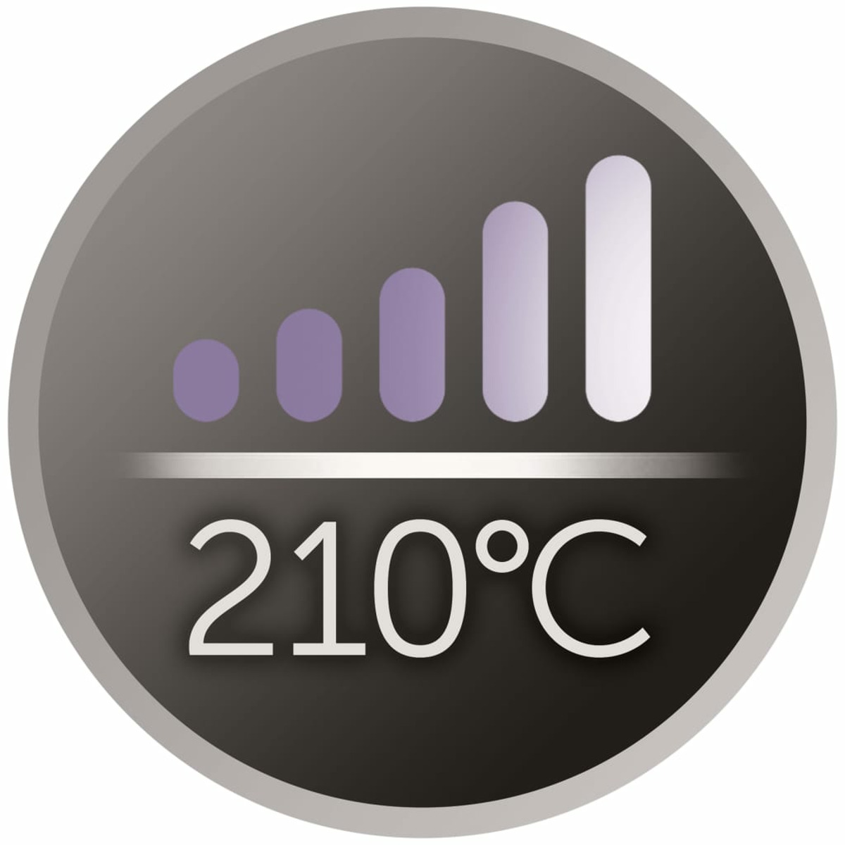 Koło ze termometrem i wskaźnikiem temperatury pokazującym 210 stopni Celsjusza.