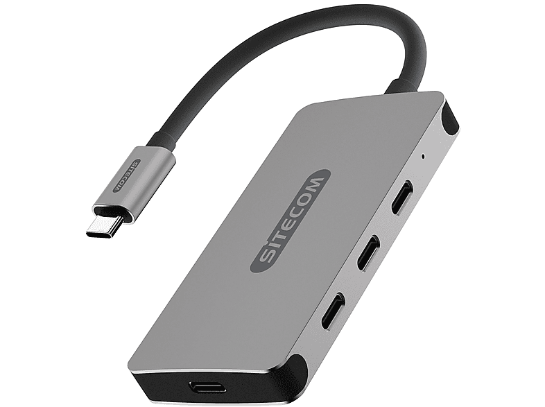 HUB PD Hub, SITECOM USB-C CN-386 USB USB-C 4X 3.1 Silber