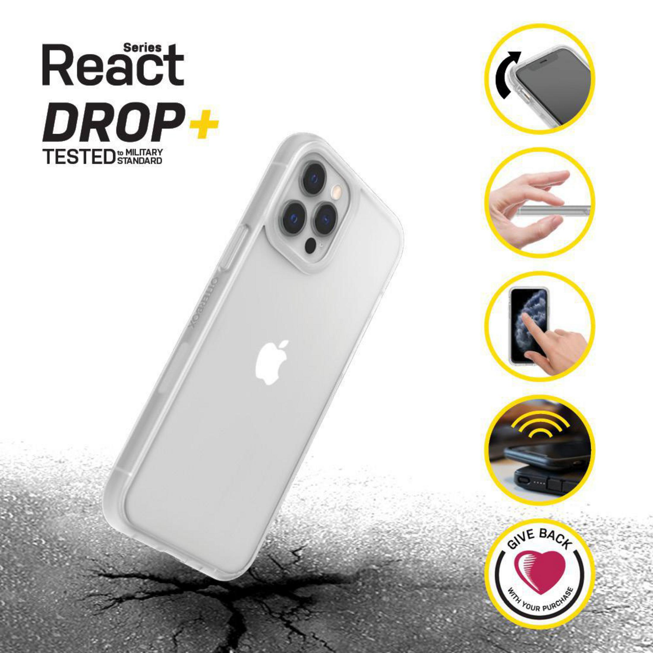 Custodia trasparente per iPhone. Telefono dentro, visibile, con protezioni.