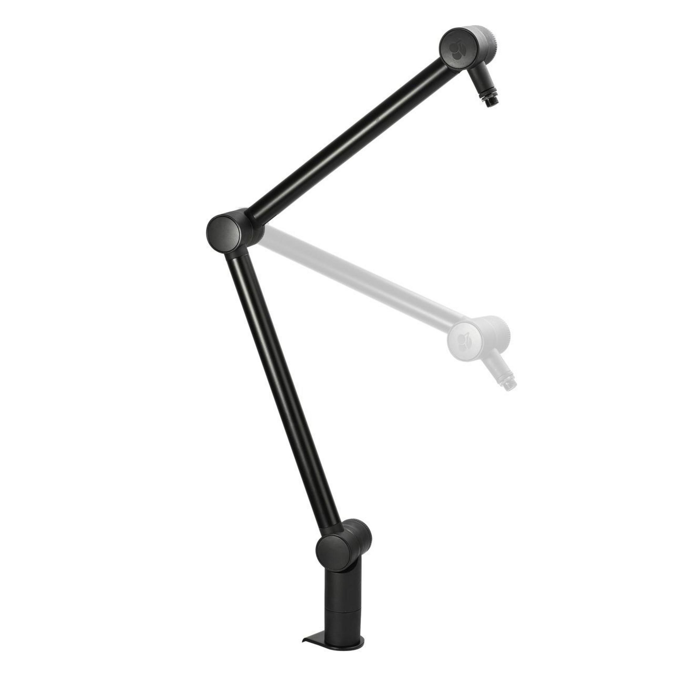 Bras de micro noir, réglable, avec un second contour plus clair.