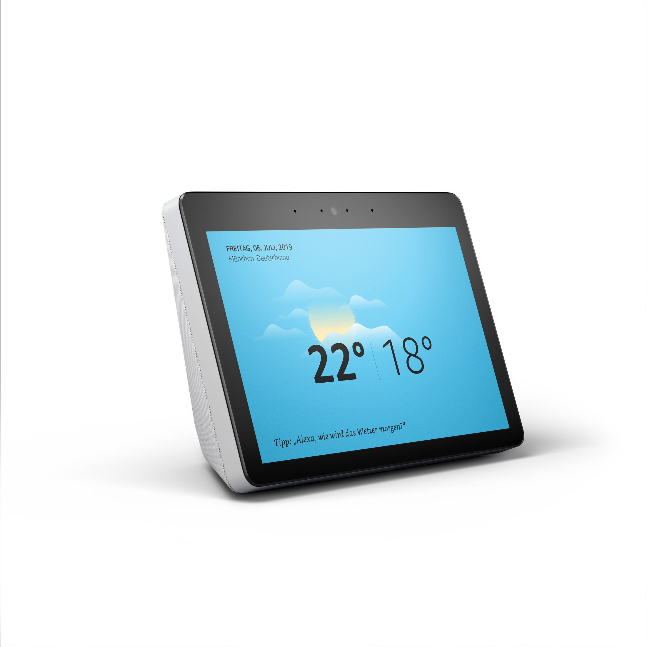 Ein Smart-Display, das Wetterinformationen anzeigt.