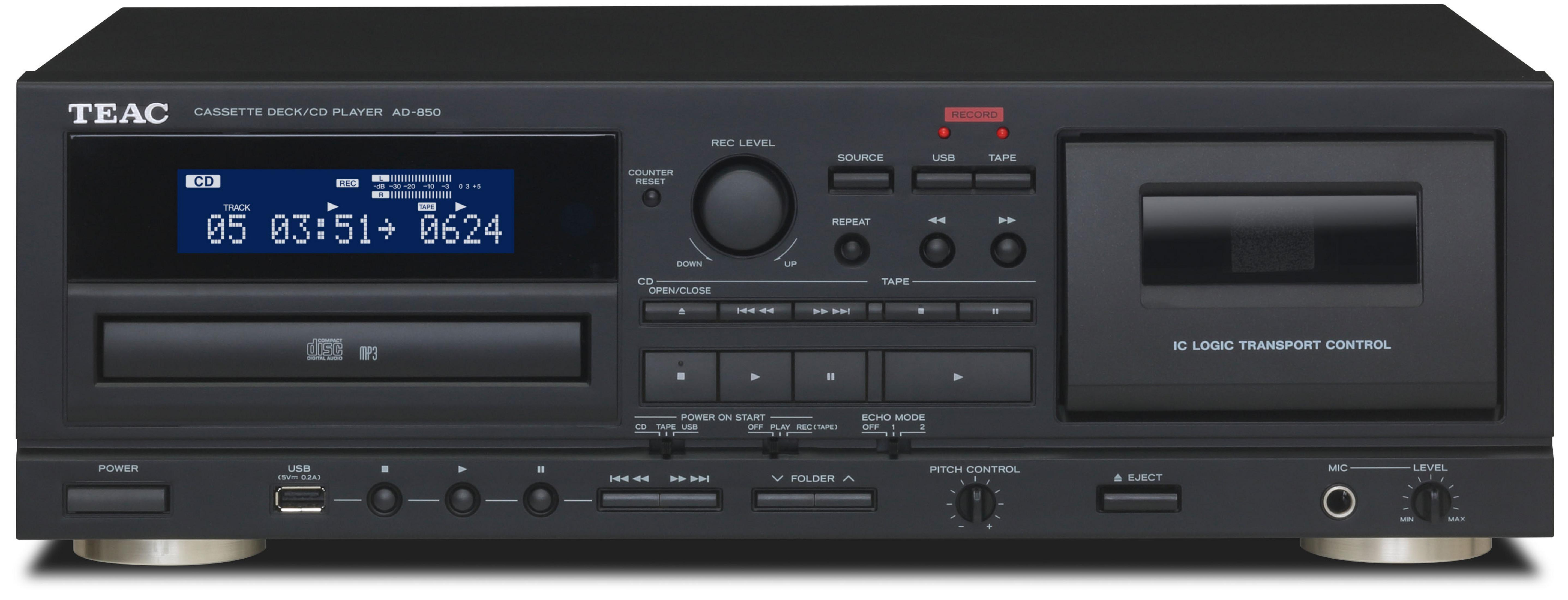 Schwarz TEAC 850 AD CD-Player/Kassendeck-Kombination,