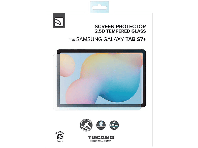 GLASS S7+) Tab TUCANO Displayschutzglas(für Galaxy SAMSUNG TAB S7+/S8+ Samsung SS7P-SP-TG