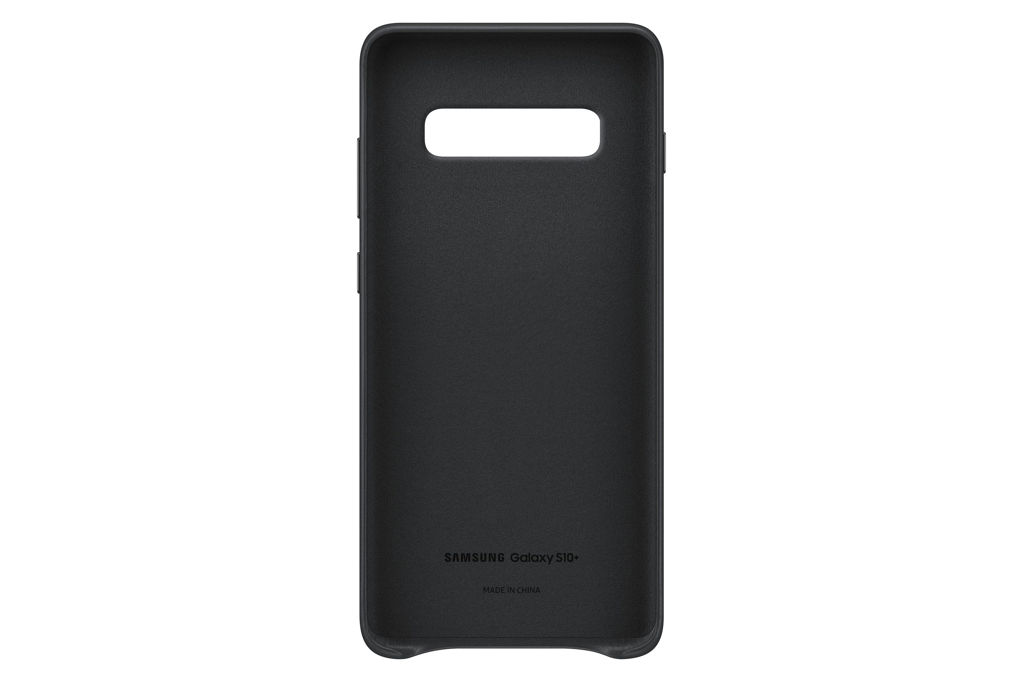 Interno di custodia per telefono nera con marchio SAMSUNG Galaxy S10+.