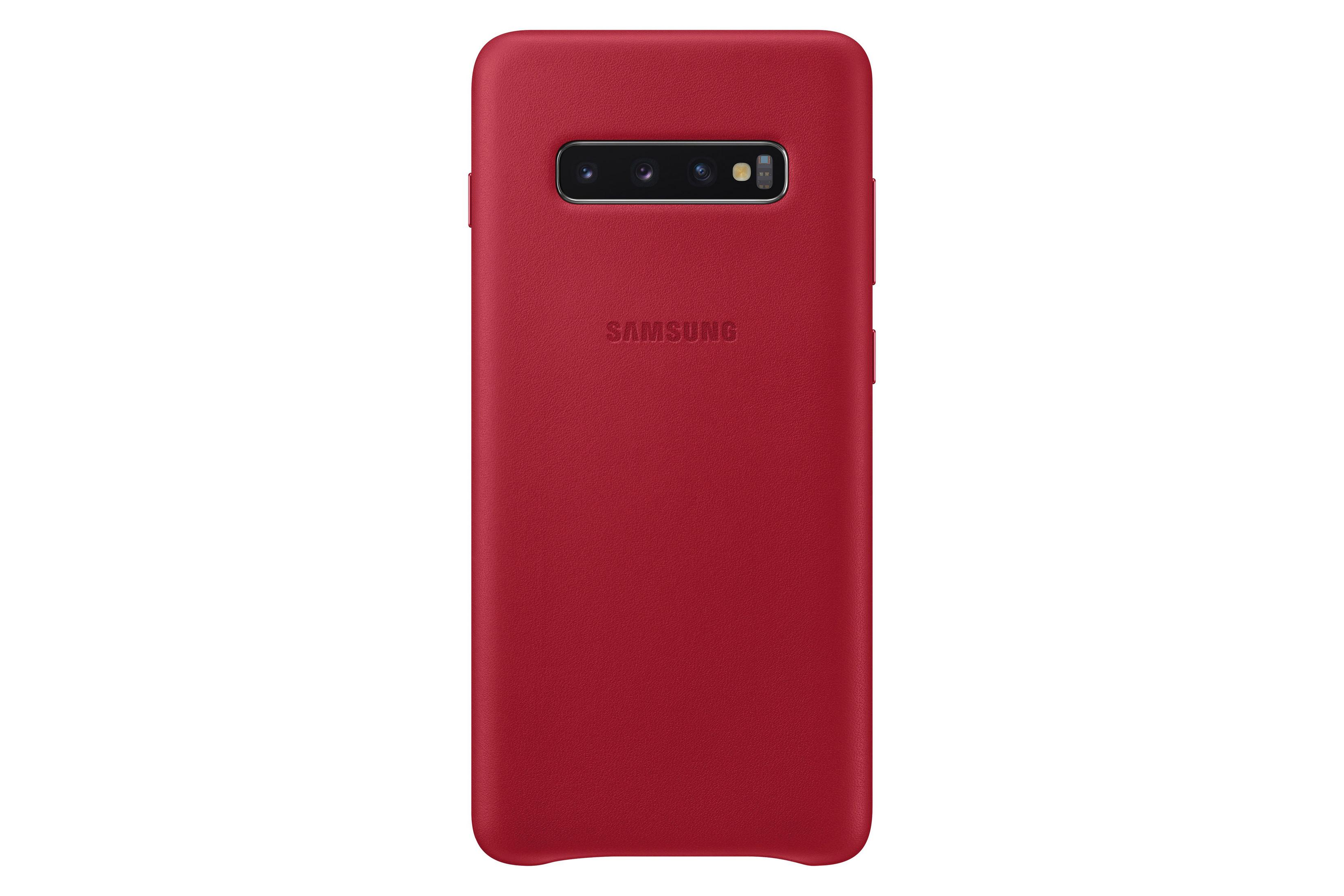 SAMSUNG EF-VG975LREGWW S10+ Rot COVER LEATHER S10+, Galaxy Backcover, Samsung, RED