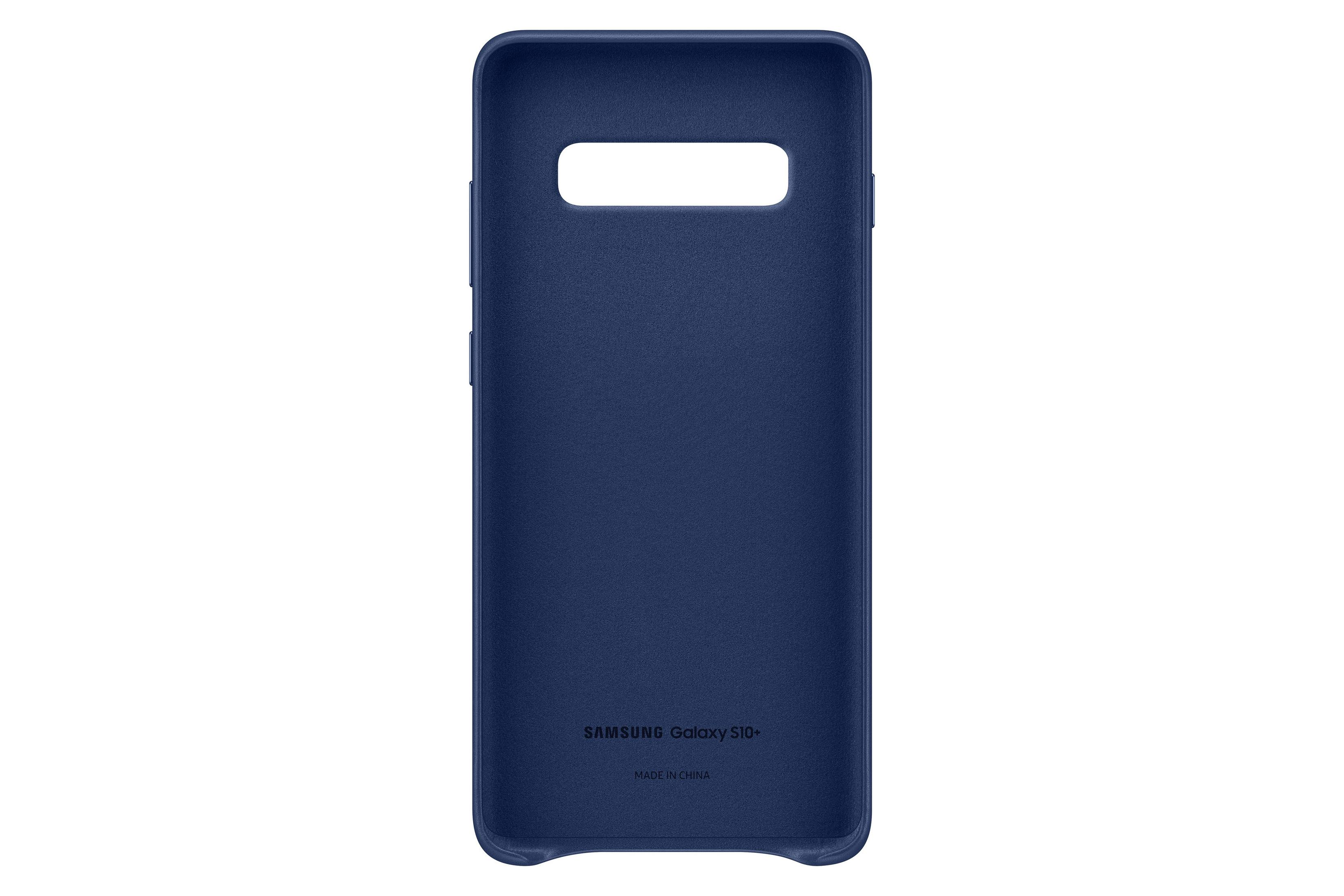 Funda azul marino, texto Samsung Galaxy S10+.