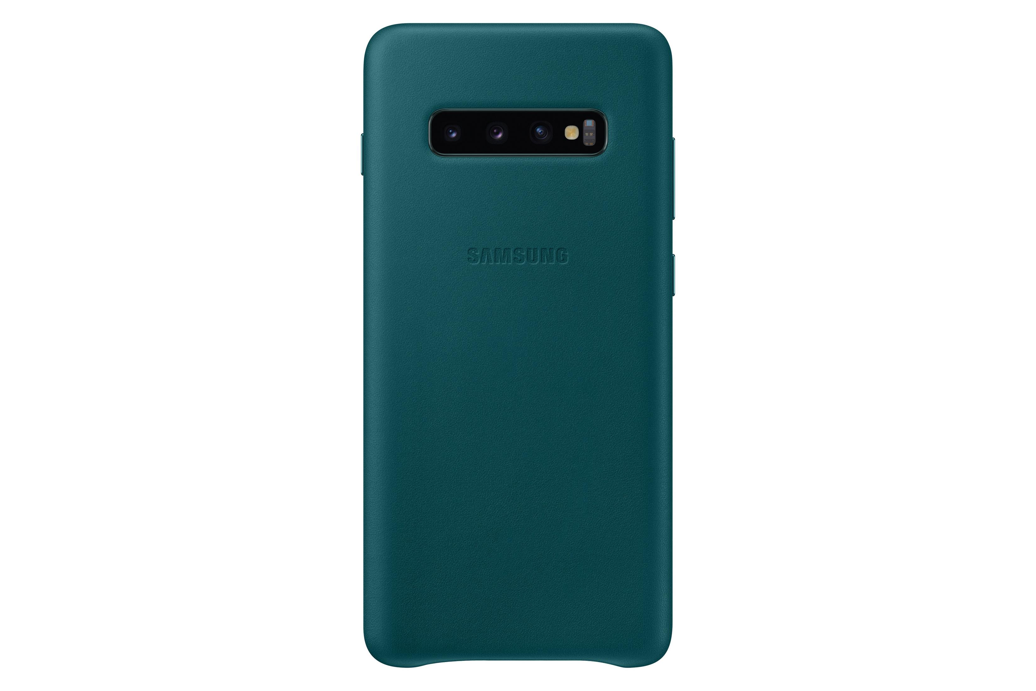 SAMSUNG EF-VG975LGEGWW S10+ LEATHER COVER Galaxy Backcover, S10+, Grün Samsung, GREEN