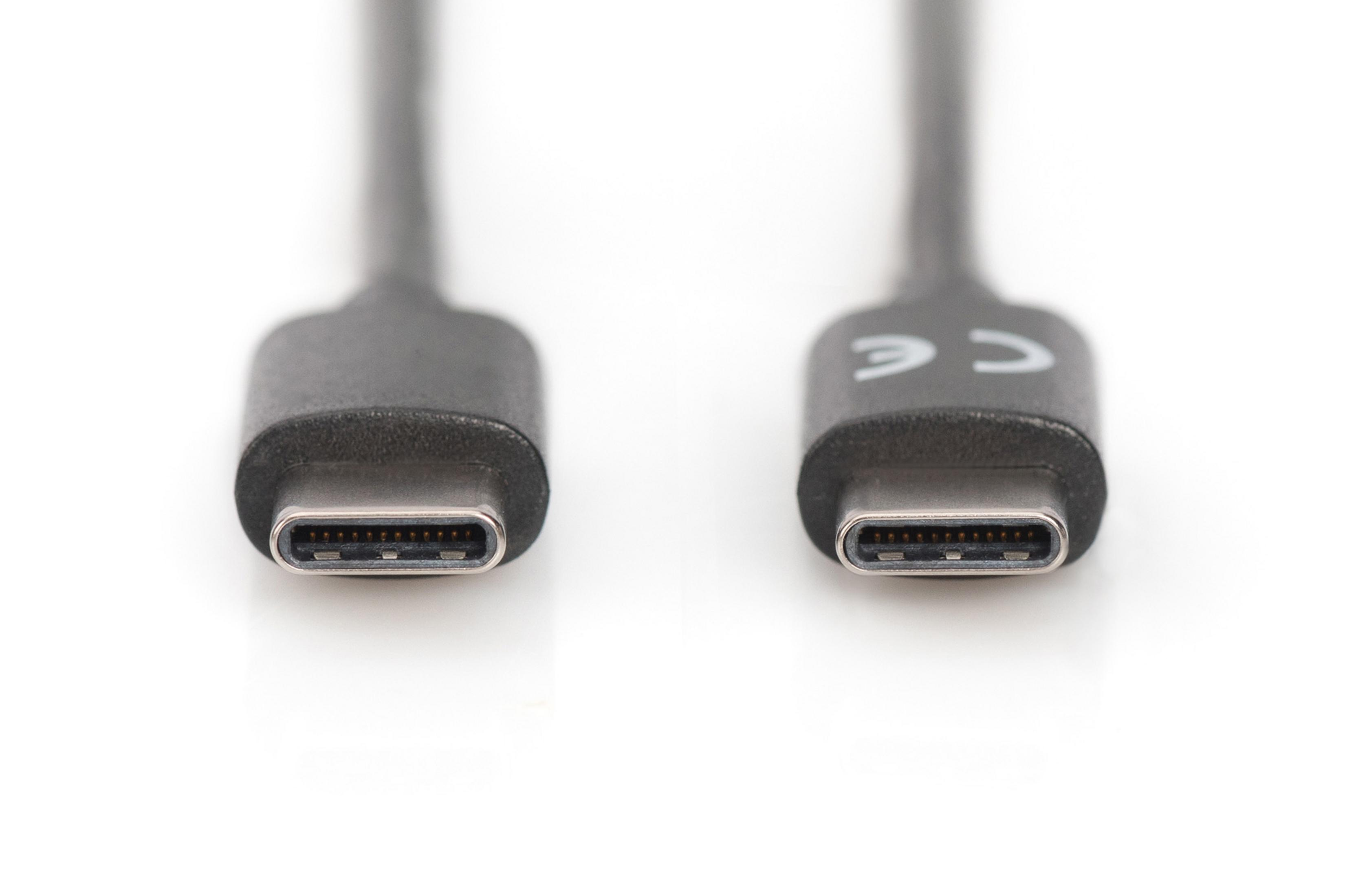 Due connettori USB-C neri su sfondo bianco. Sono affiancati, con i pin visibili.