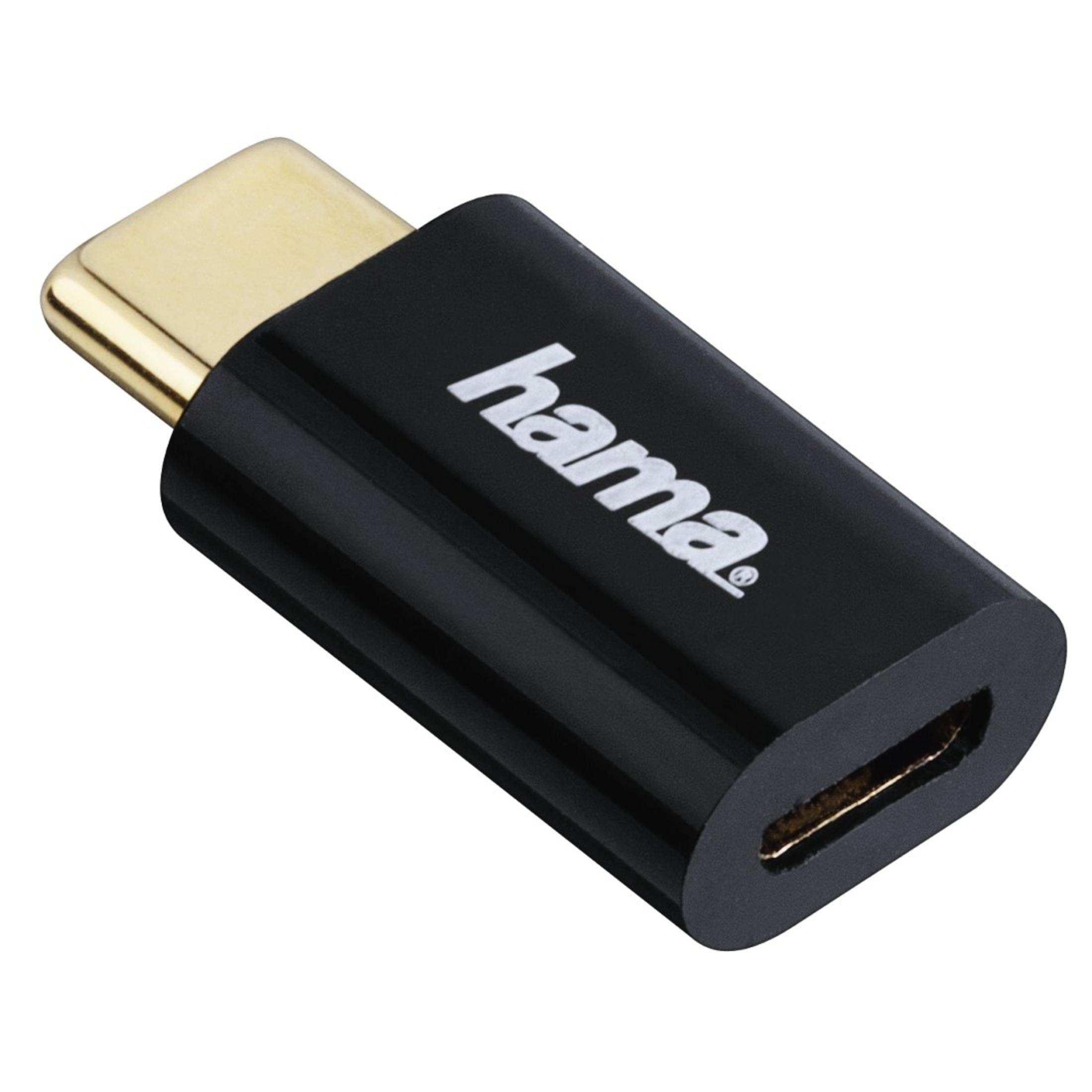 Adapter, 2.0 MICRO HAMA ADAPTER - USB-C 135723 Schwarz