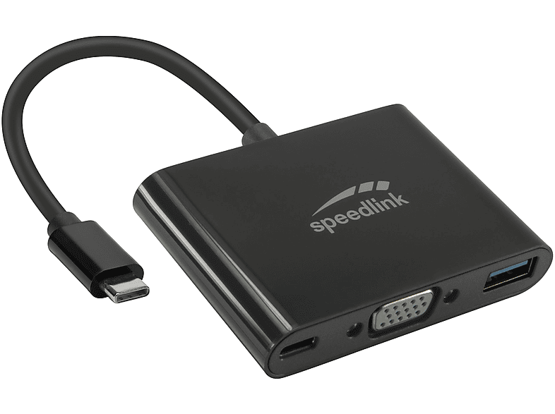 SPEEDLINK SL-180027-BK 3IN1 USB-C TO VGA/USB/USB-C ADPATER USB Adapter, Schwarz