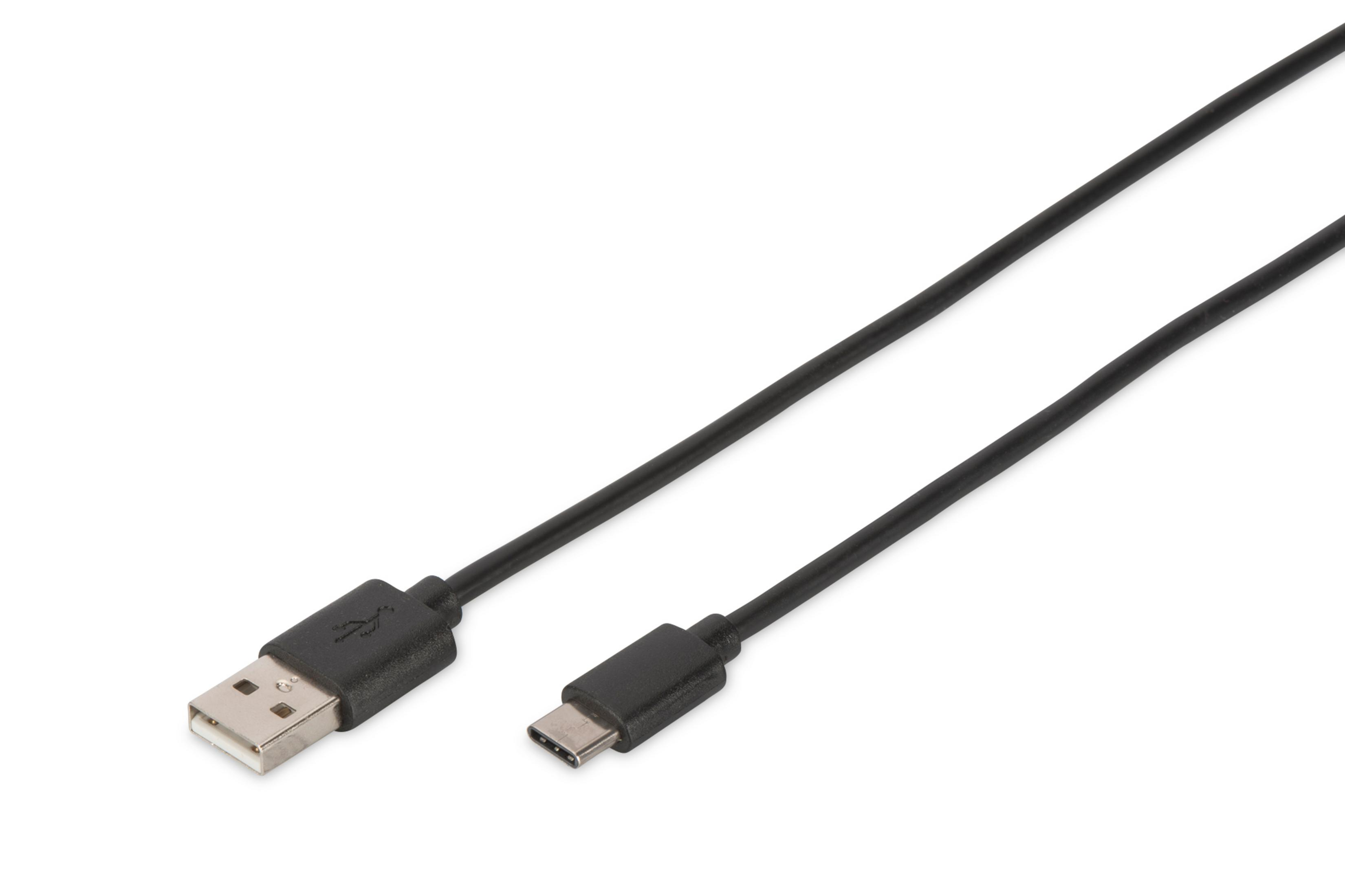 USB-Kabel, USB 1.8M Schwarz DIGITUS DB-300136-018-S A TO C