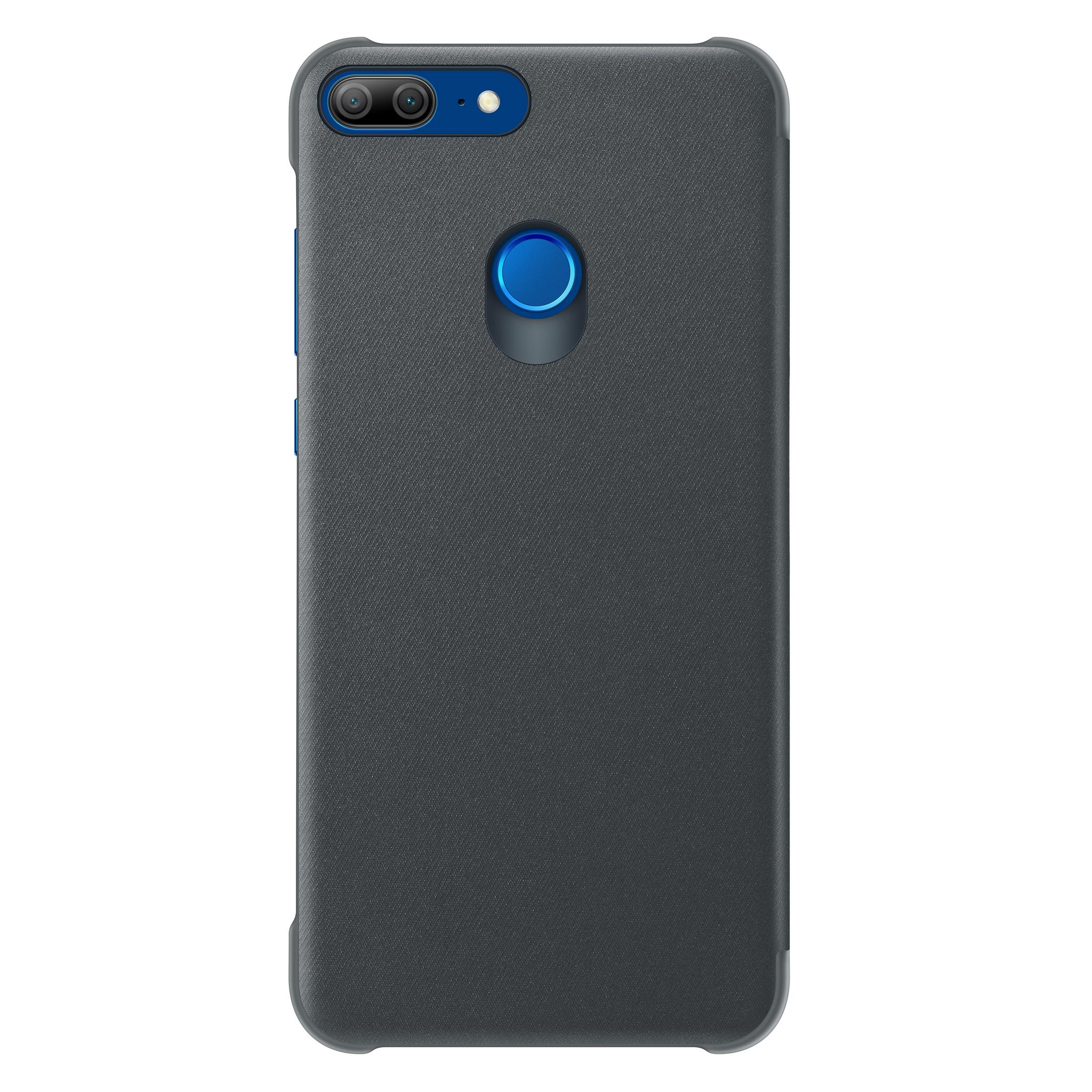 Funda de teléfono gris oscuro. Cámara dual y sensor de huellas dactilares visibles.