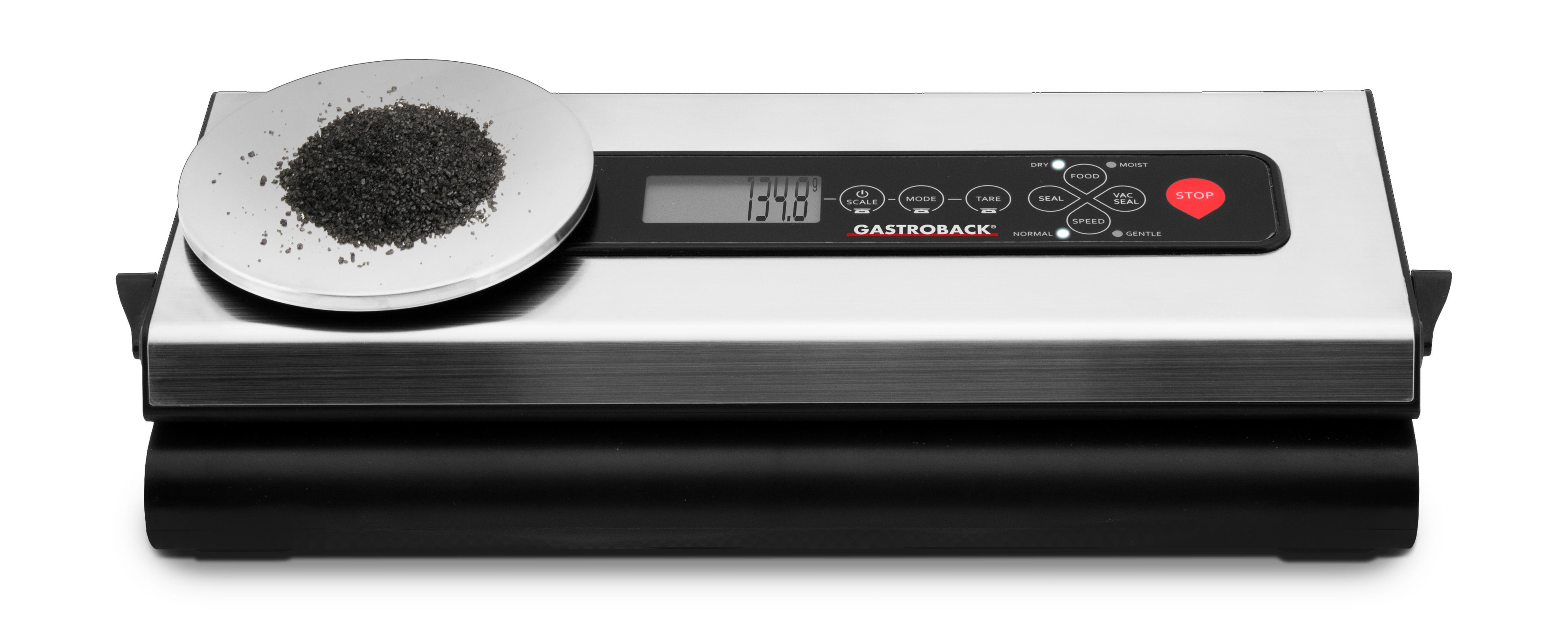 GASTROBACK 46012 Digitalwaage ADVANCED mit VAKUUMIERER DESIGN Vakuumierer SCALE Silber