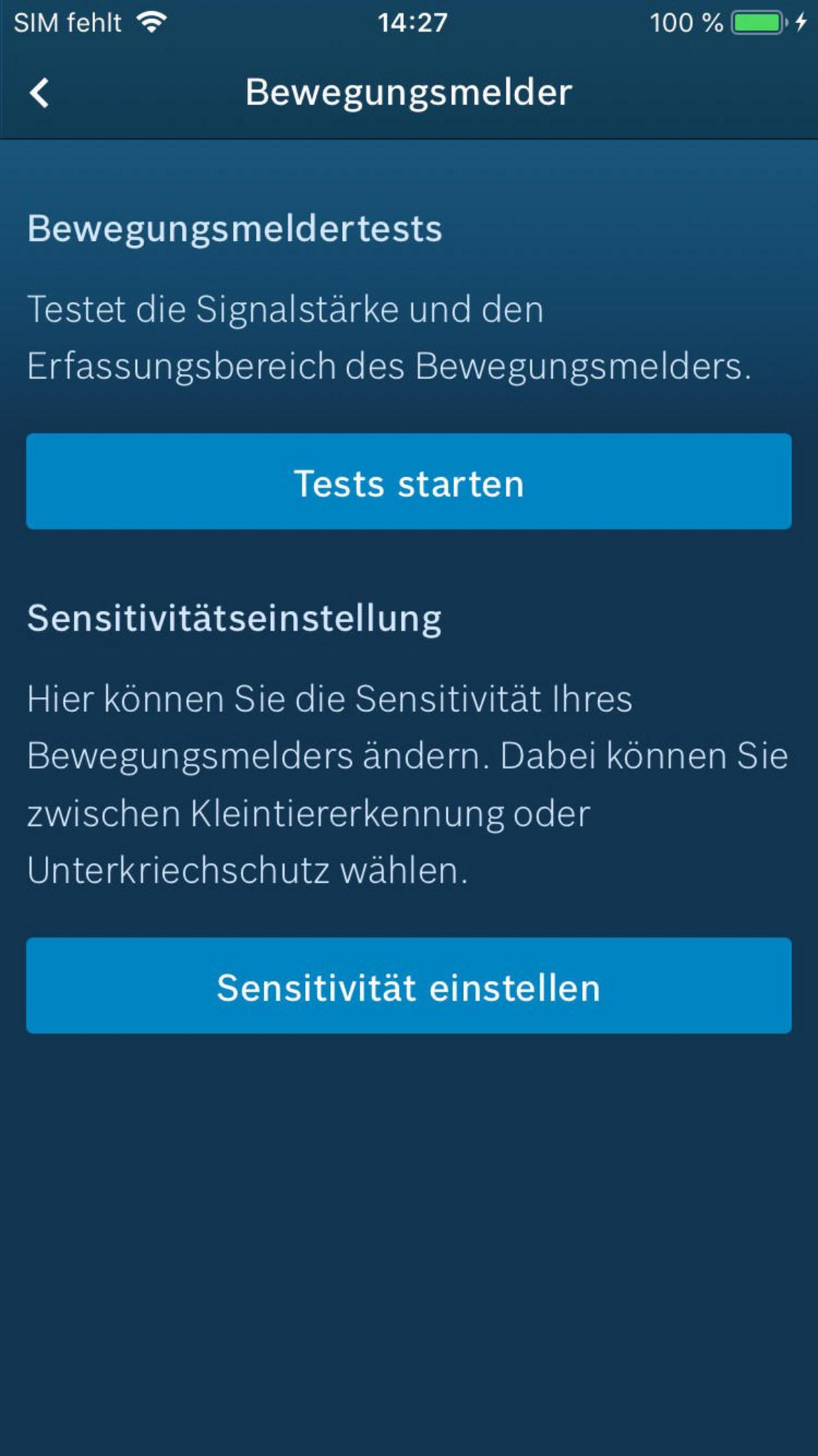 Zrzut ekranu telefonu z tekstem po niemiecku, z niebieskim interfejsem.
