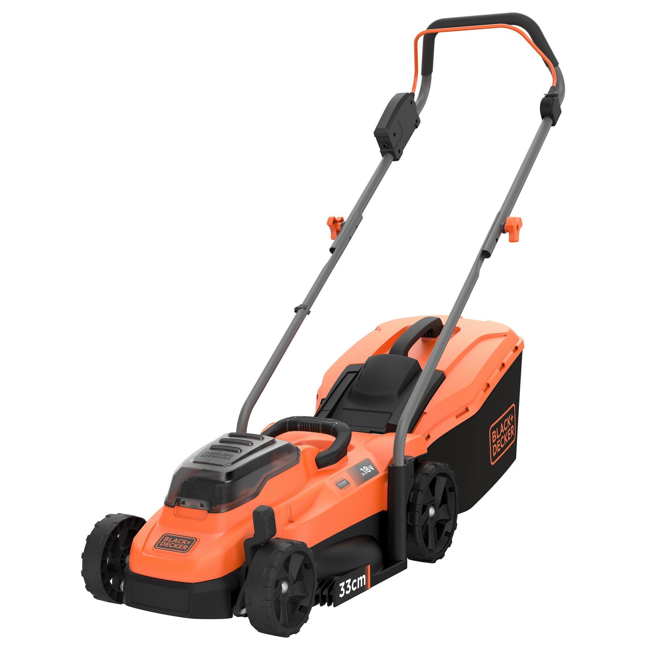 AKKU-RASENMÄHER, Fangkorb-Volumen) 2X18V 35 BLACK+DECKER 18 Schnittbreite: Ja, (2 Volt, mit cm, Liter x 33 33CM BCMW3318L2 Schnitthöhe Verstellbare Rasenmäher