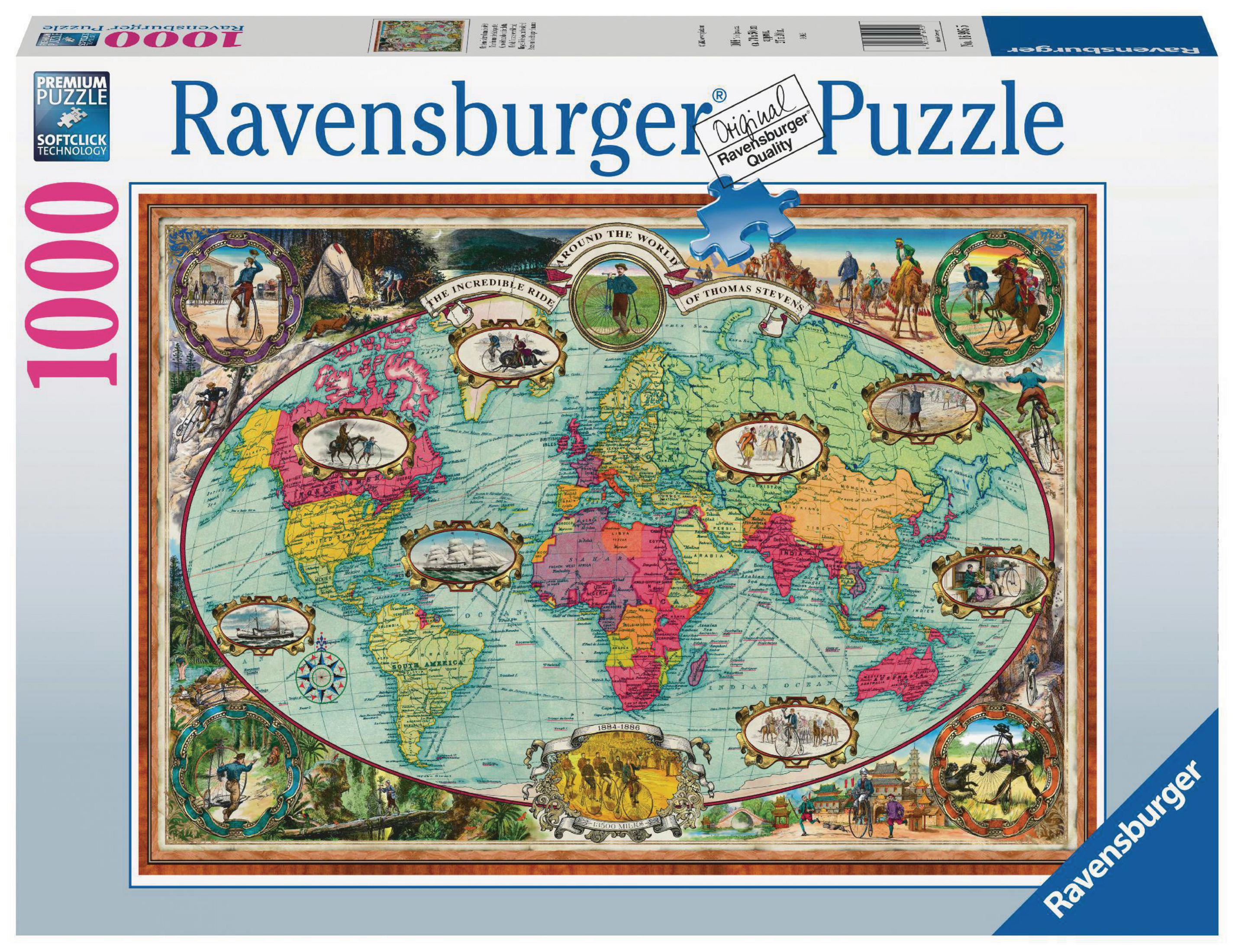 Puzzle mapa świata Ravensburger 1000 elementów.