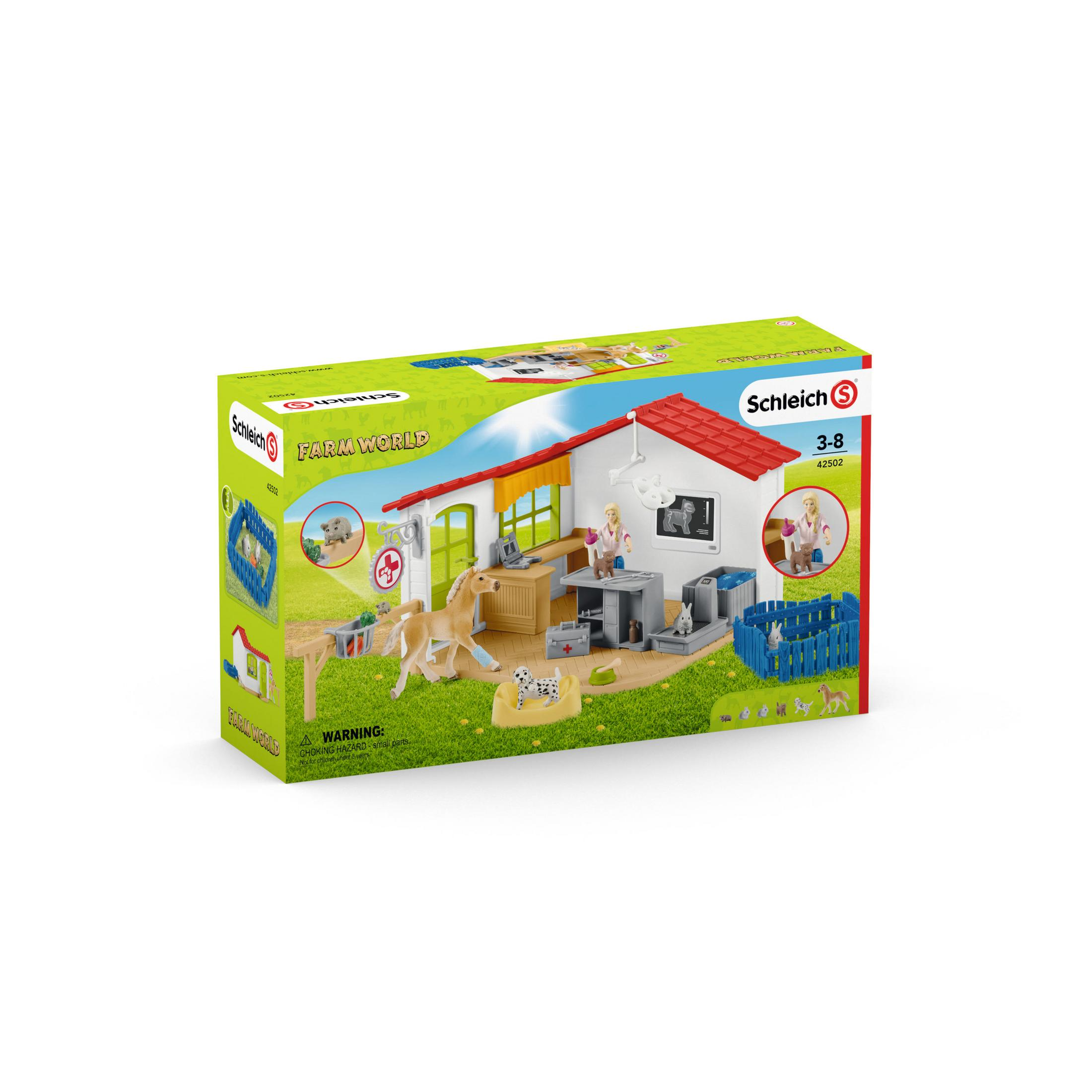 A Schleich toy set box. It shows a farm scene with animals. White background.