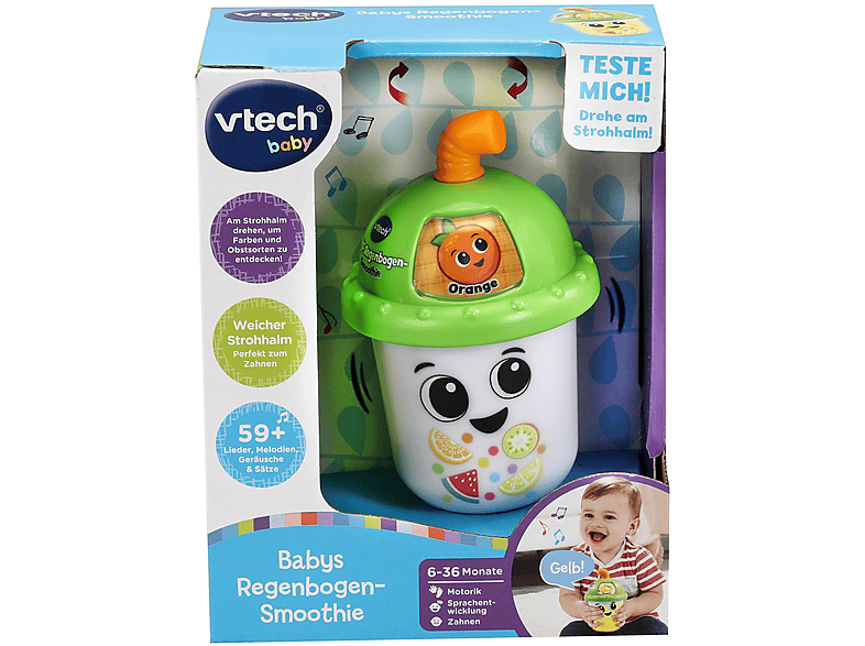 VTECH 80-617404 BABYS REGENBOGEN-SMOOTHIE Spielzeugrassel, Mehrfarbig